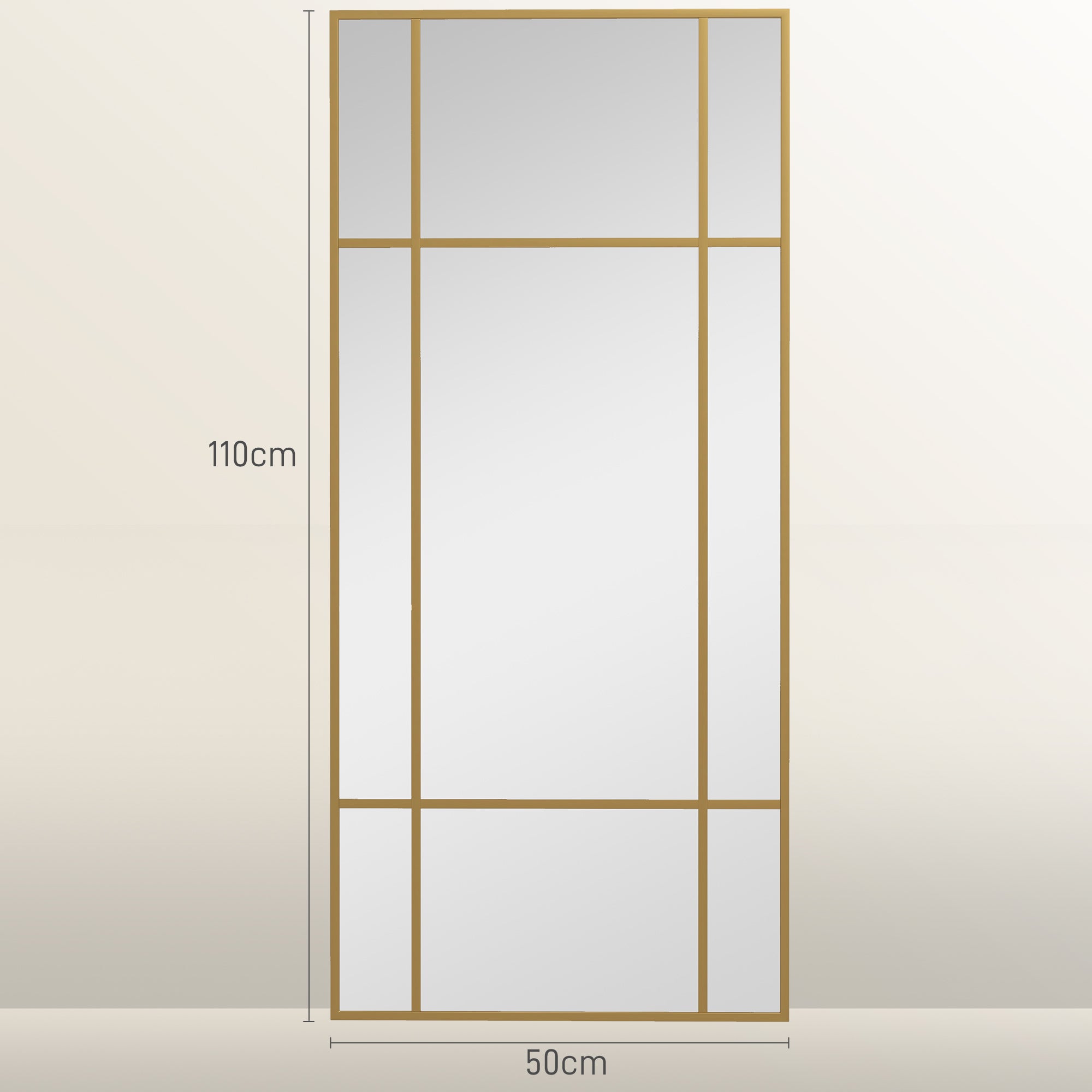 HOMCOM Decorative Grid Wall Mirror, with Back Hooks - Gold Tone - North Peak Garden Furniture