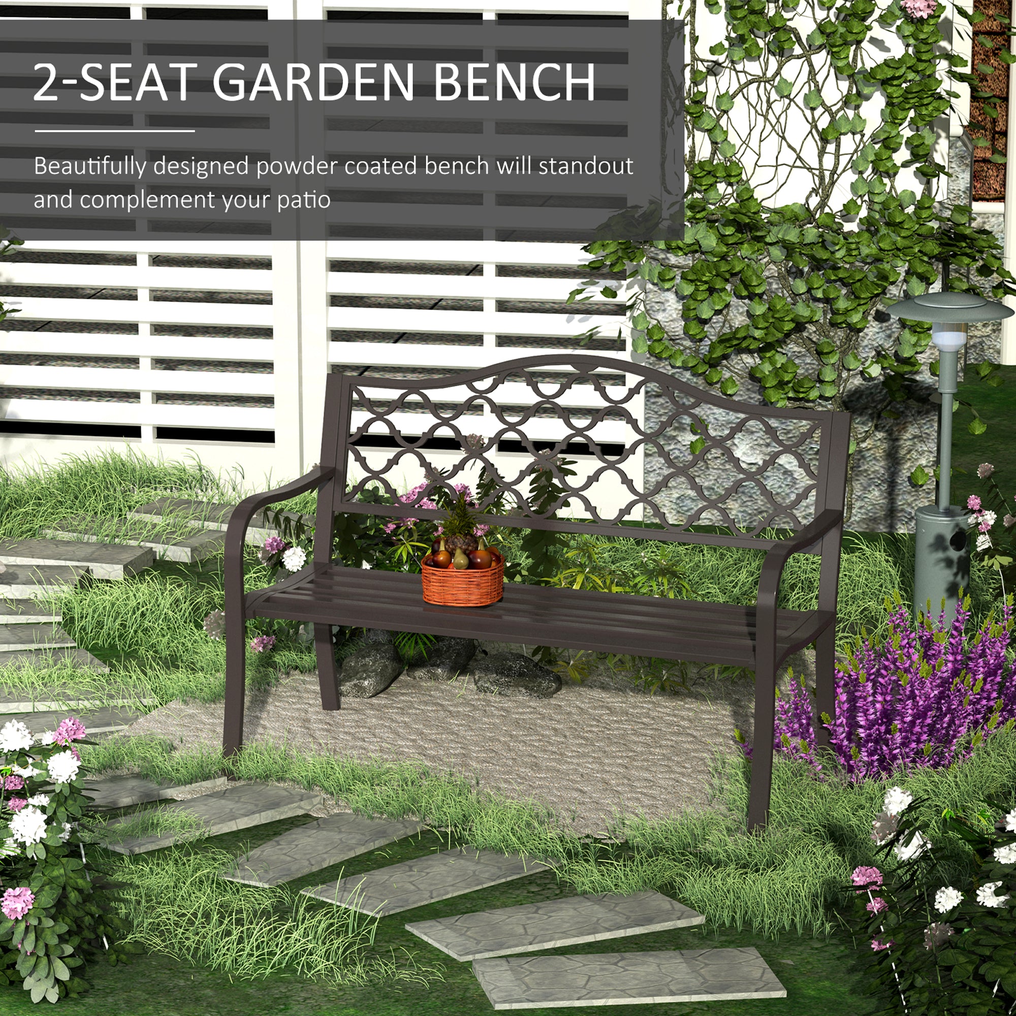 Outsunny Antique Style Outdoor Cast Iron Front Porch Bench Path Chair Seat Outdoor - North Peak Garden Furniture
