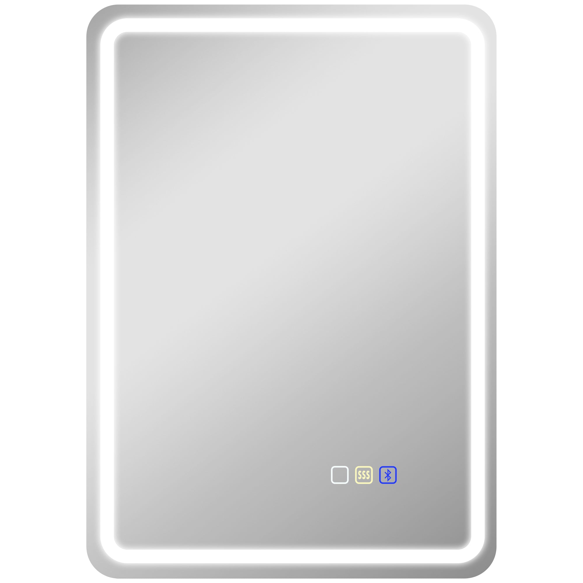 HOMCOM 50 x 70 cm Bluetooth LED Bathroom Mirror with Anti-Fog - Silver Tone - North Peak Garden Furniture