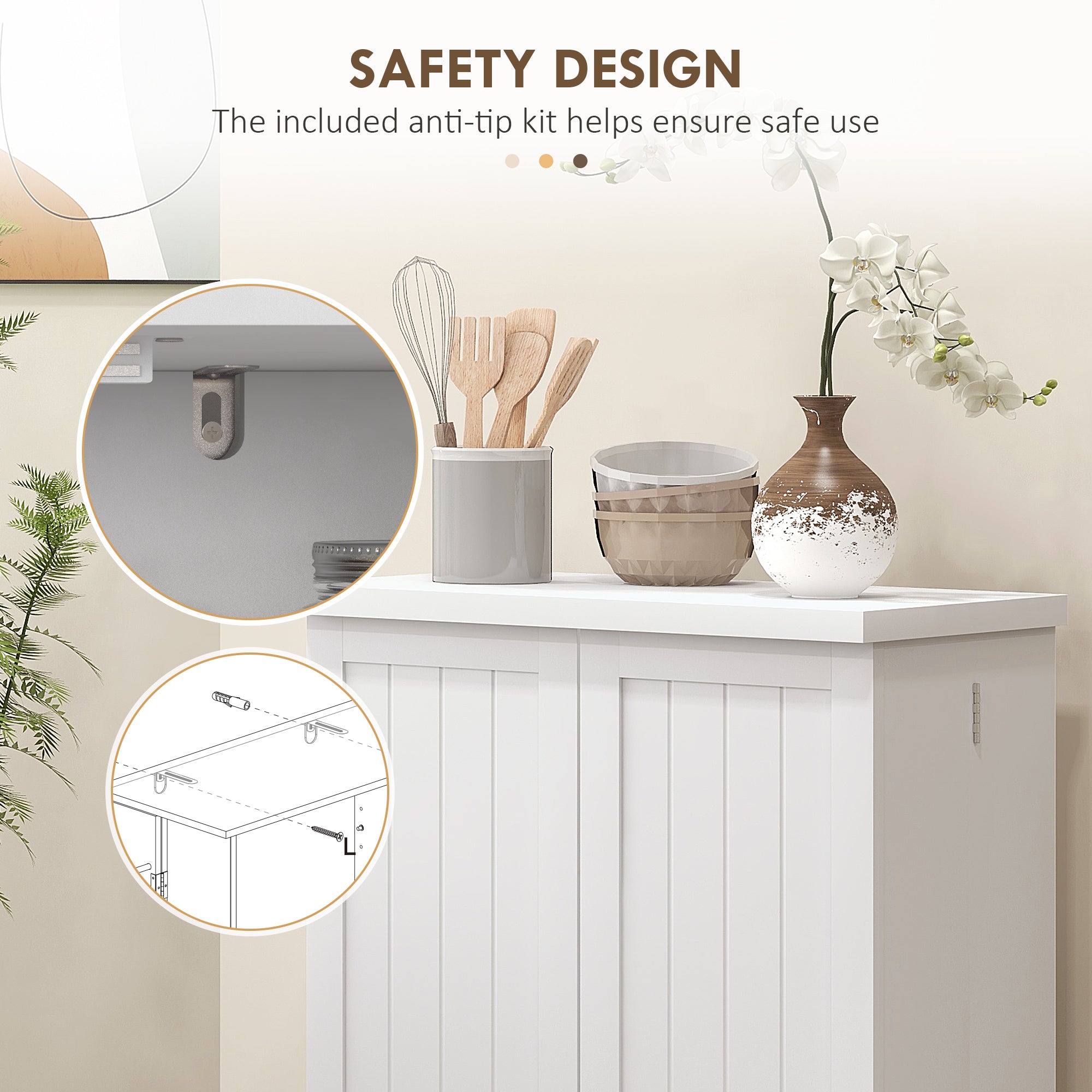 HOMCOM Freestanding Multi-Storage Kitchen Cupboard with Adjustable Shelves White - North Peak Garden Furniture