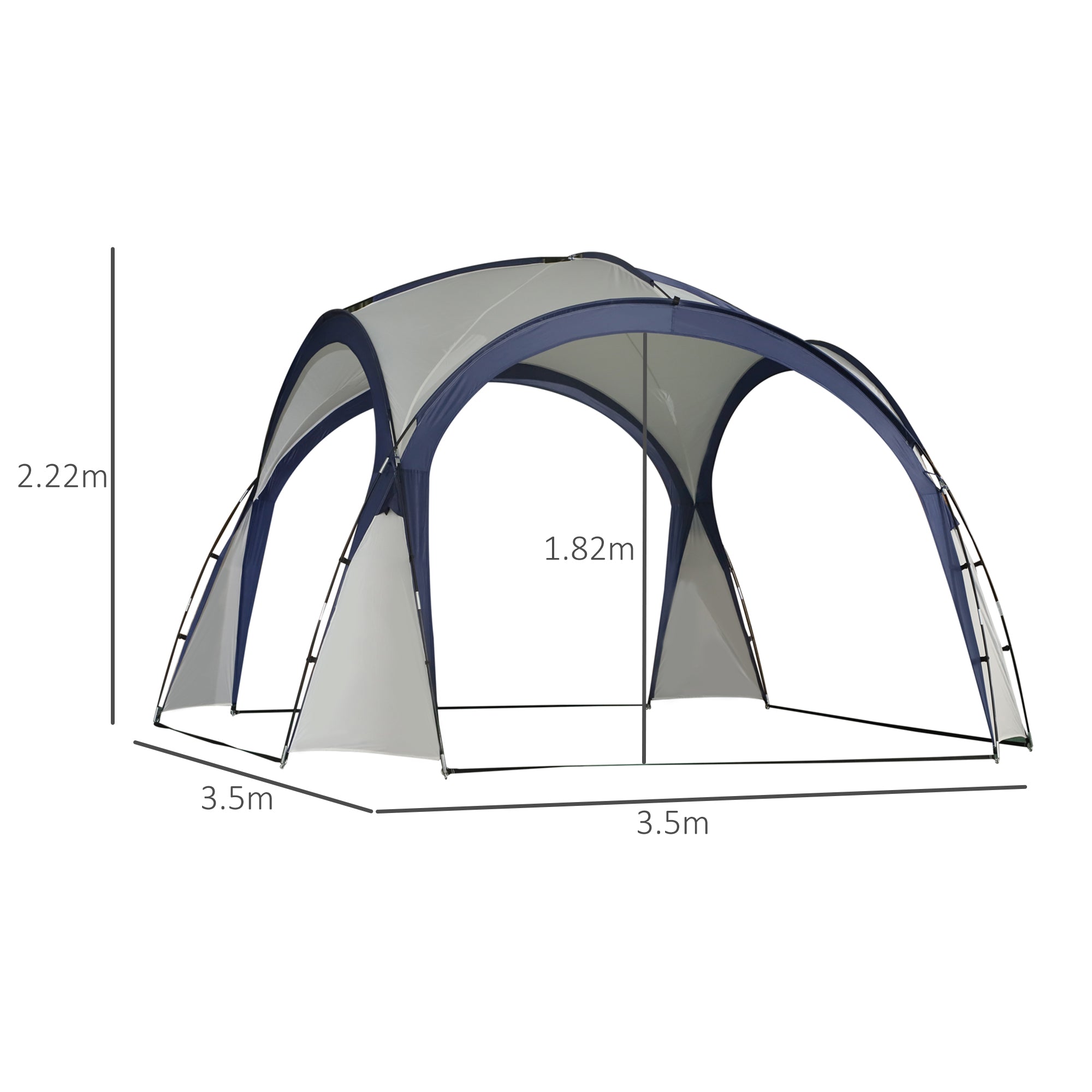 Outsunny Gazebo Party Tent, 3.5x3.5m-Cream/Blue - North Peak Garden Furniture