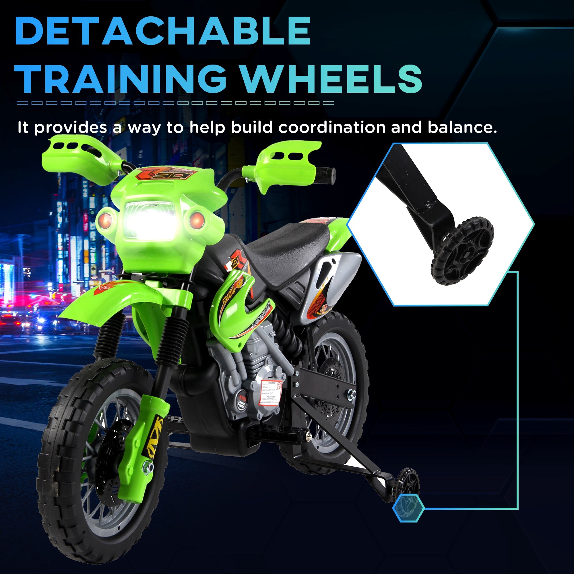 HOMCOM 6V Kids Child Electric Motorbike Ride on Motorcycle Scooter Children Toy Gift for 3-6 Years (Green) - North Peak Garden Furniture