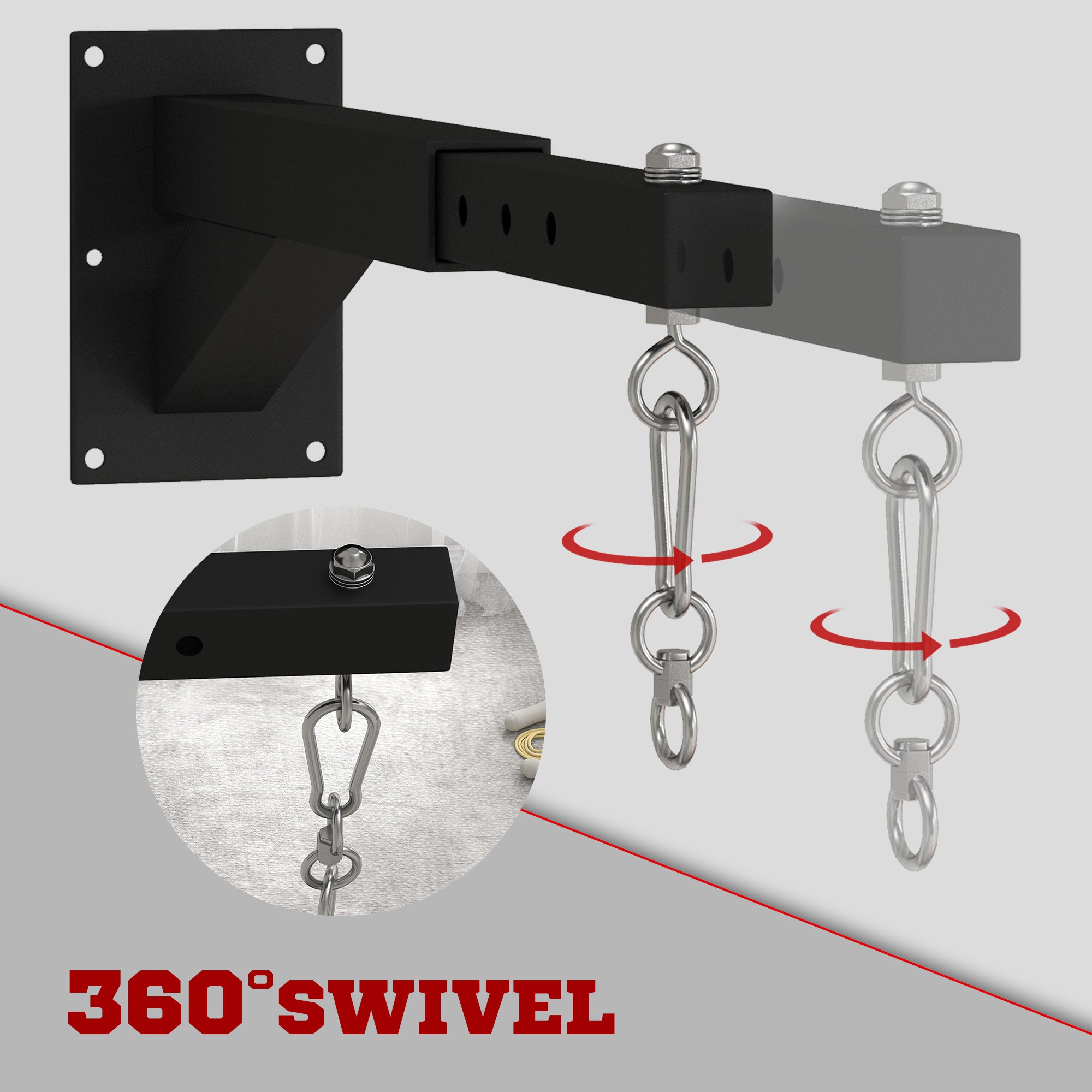 SPORTNOW Punch Bag Wall Bracket, 5-Length Adjustable Boxing Bag Bracket for Kickboxing, Muay Thai, Punching Training - North Peak Garden Furniture
