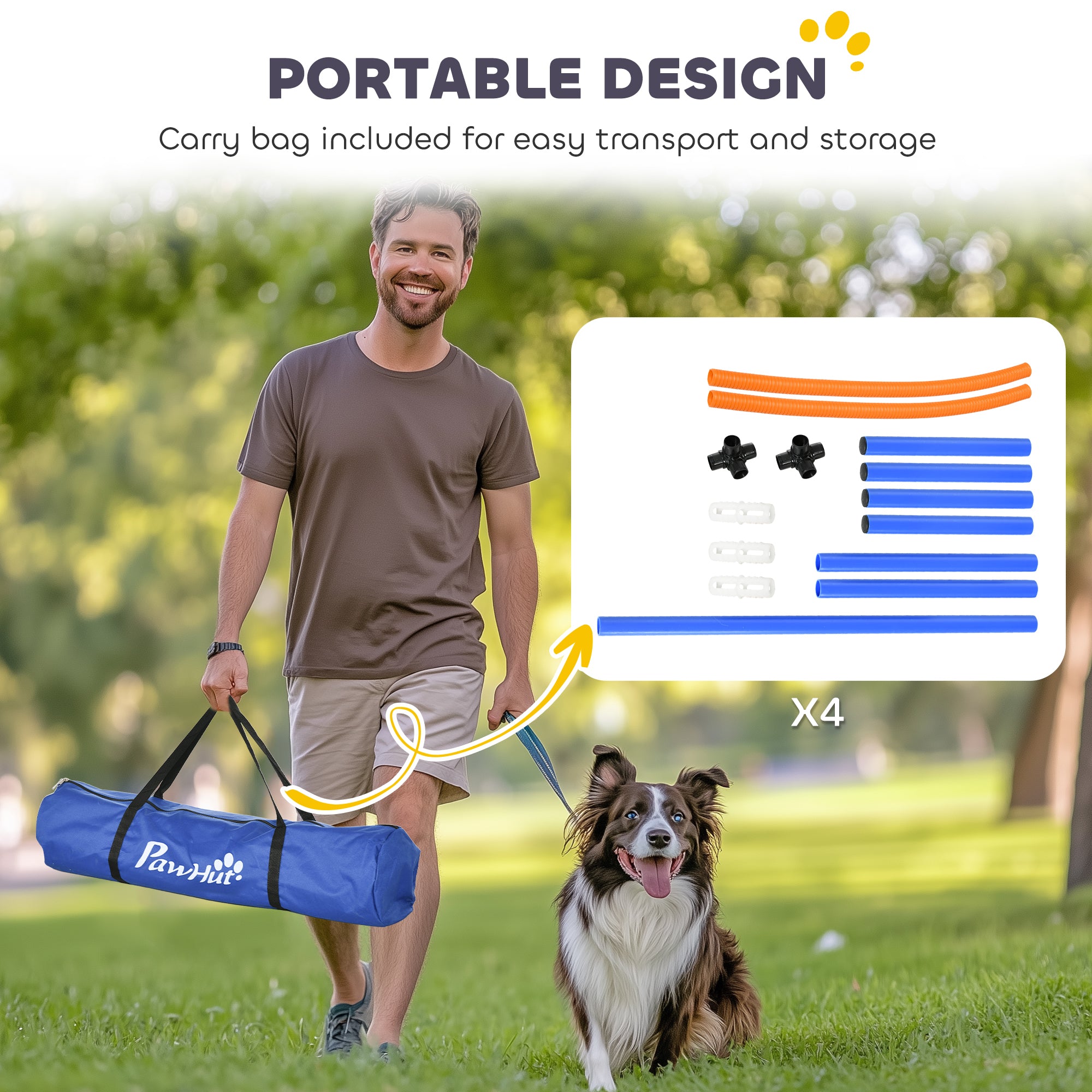 PawHut Four-Piece Portable Dog Agility Equipment - Blue
