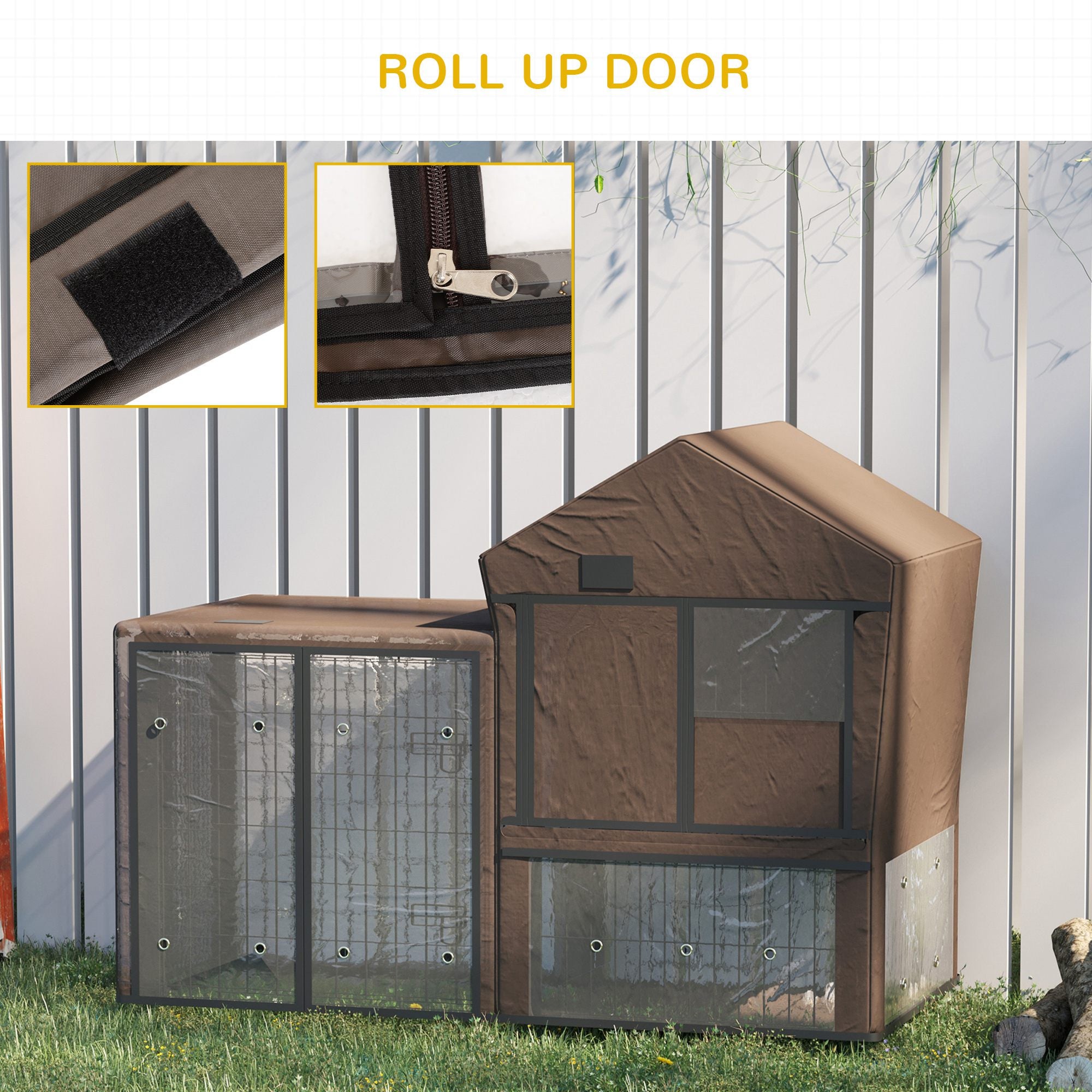 PawHut Rabbit Hutch Cover, Water-Resistant Pets Cage Protector, Breathable Guinea Pig Cage Cover - Brown - North Peak Garden Furniture