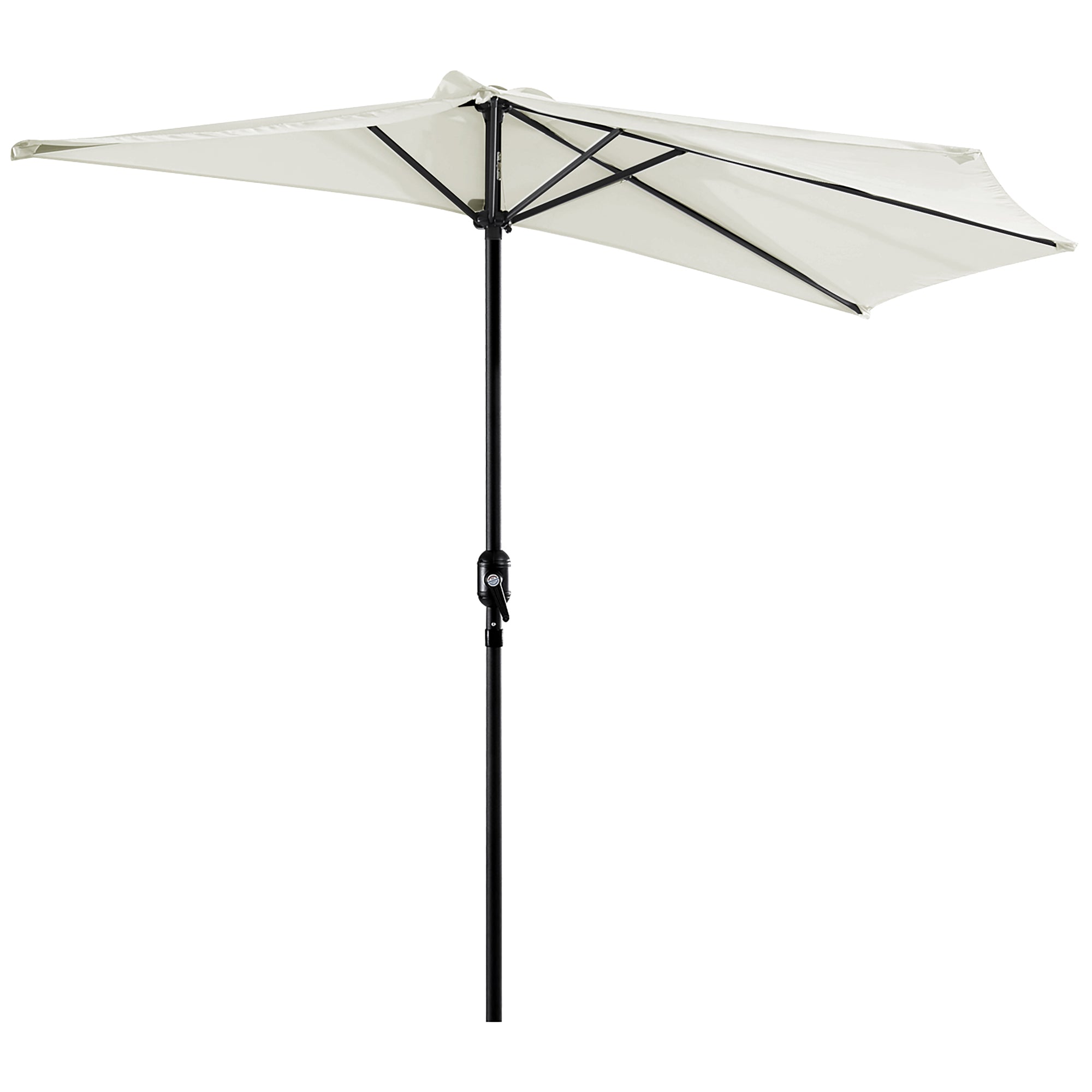 Outsunny 2.7m Balcony Half Parasol 5 Steel Ribs Construction Garden Outdoor Umbrella Cream White