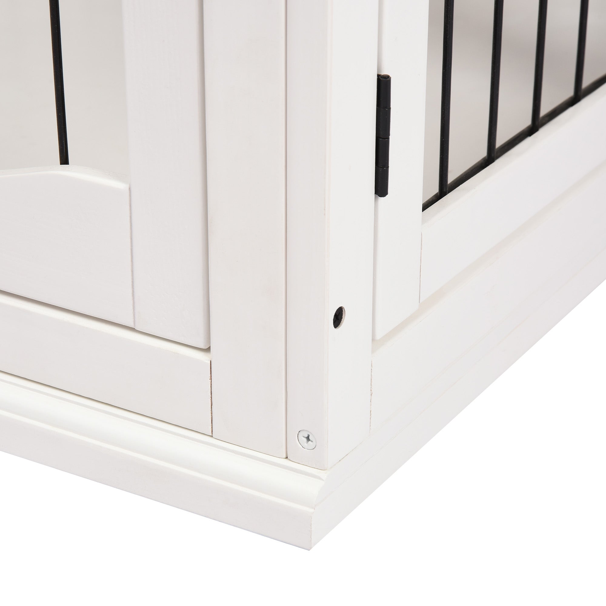 PawHut Dog Crate, Furniture Style Puppy Cage End Table, Pet Kennel House with 3 Doors for Small Dog, White 81 x 58.5 x 66 cm - North Peak Garden Furniture