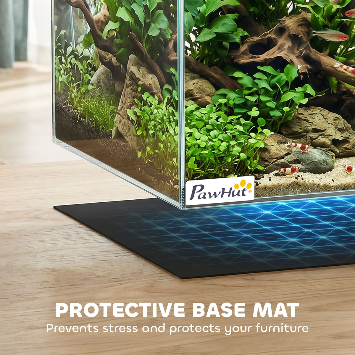 PawHut Fish Tank Bare Glass for DIY Glass Aquarium with Protective Base Mat 51L Transparent for Fish Shrimps