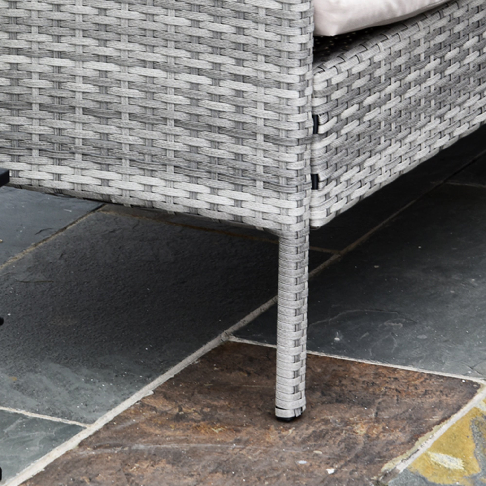 Outsunny 6-Seater Rattan Dining Set Sofa Table Footstool Outdoor w/ Cushion Garden Furniture