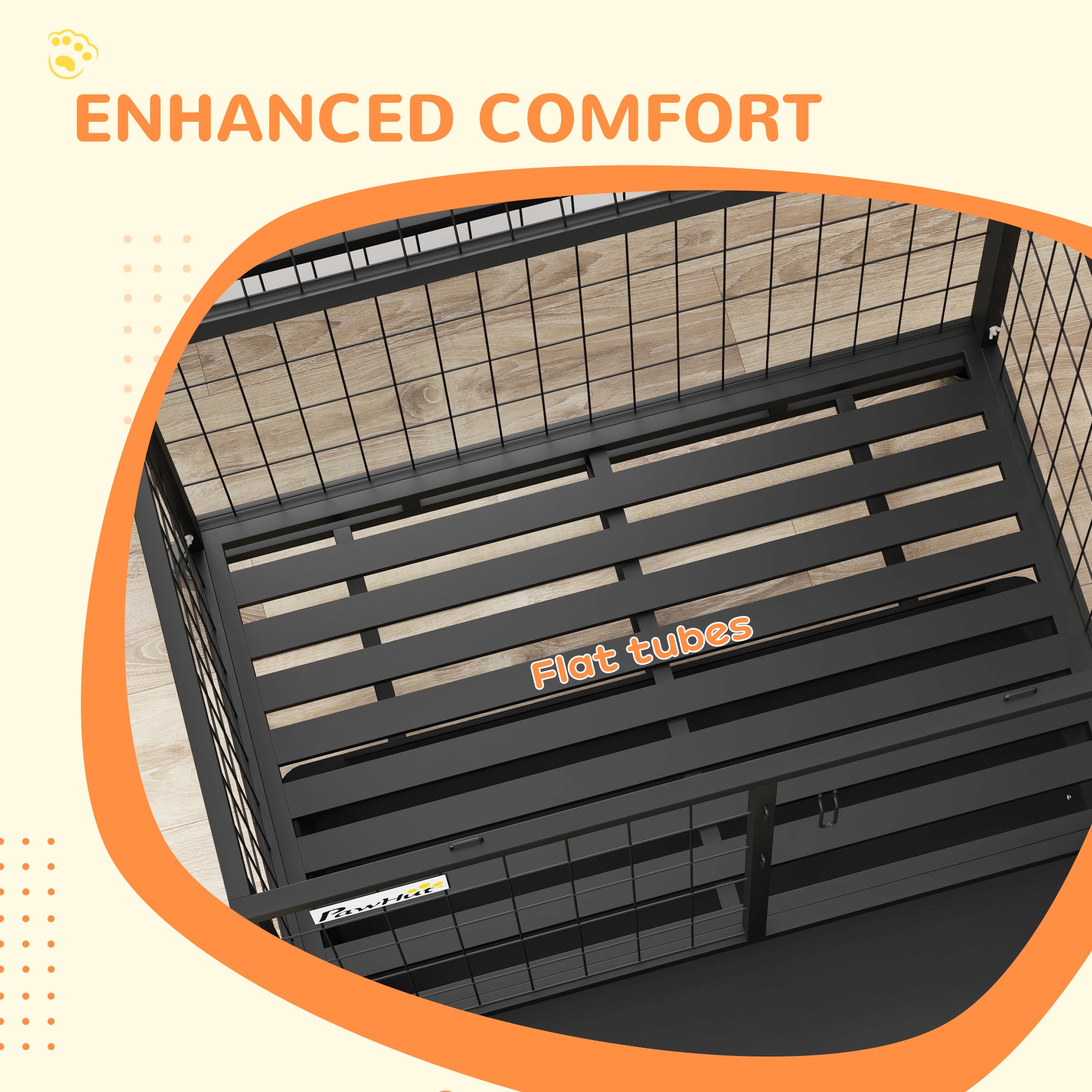 PawHut Heavy Duty Dog Crate on Wheels w/ Bowl Holder, Removable Tray, Openable Top, Detachable Door, for M, L Dogs - North Peak Garden Furniture