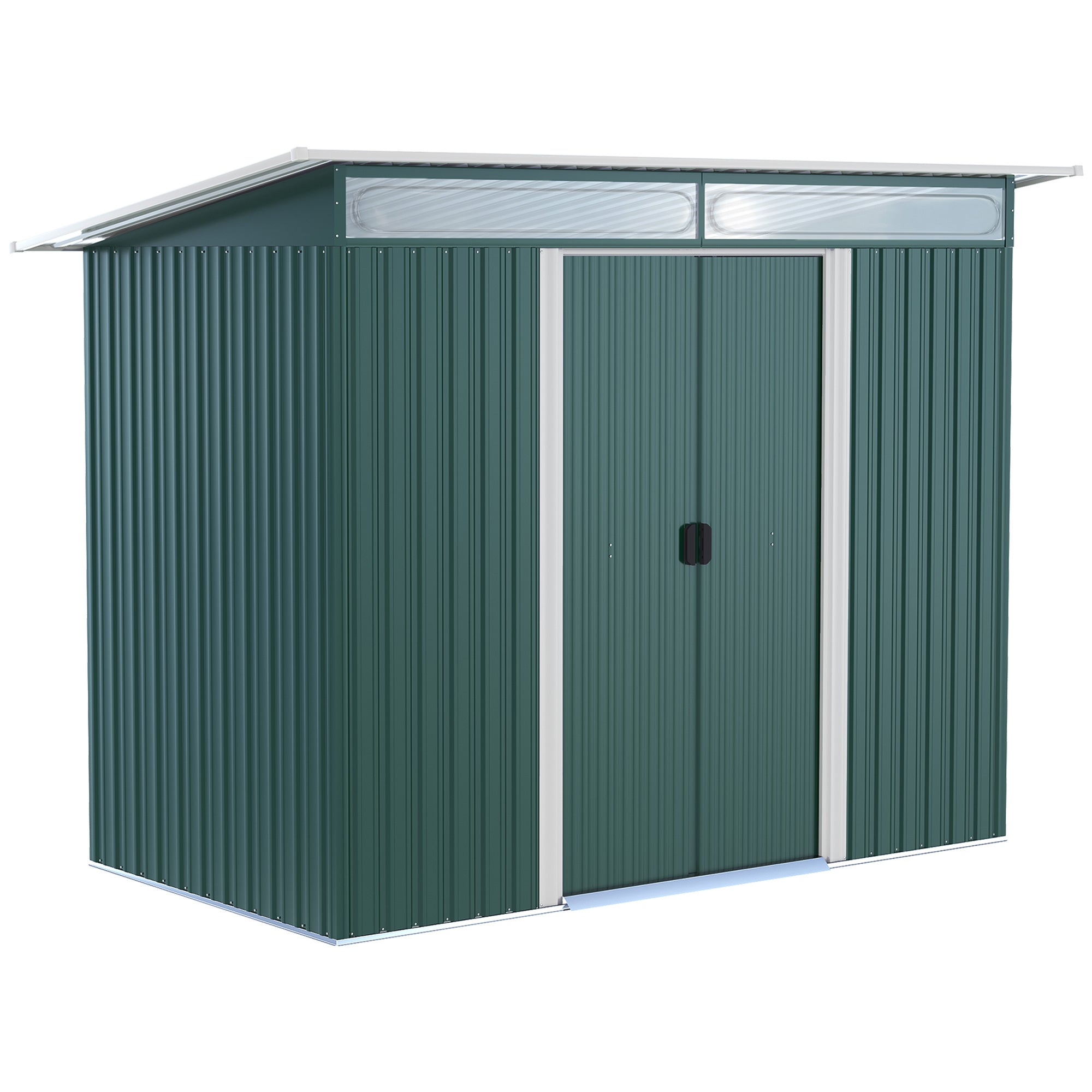 Outsunny Metal Garden Storage Shed, Tool Storage House with Double Sliding Doors and Lightsky Panels, 8.5 x 4ft - North Peak Garden Furniture