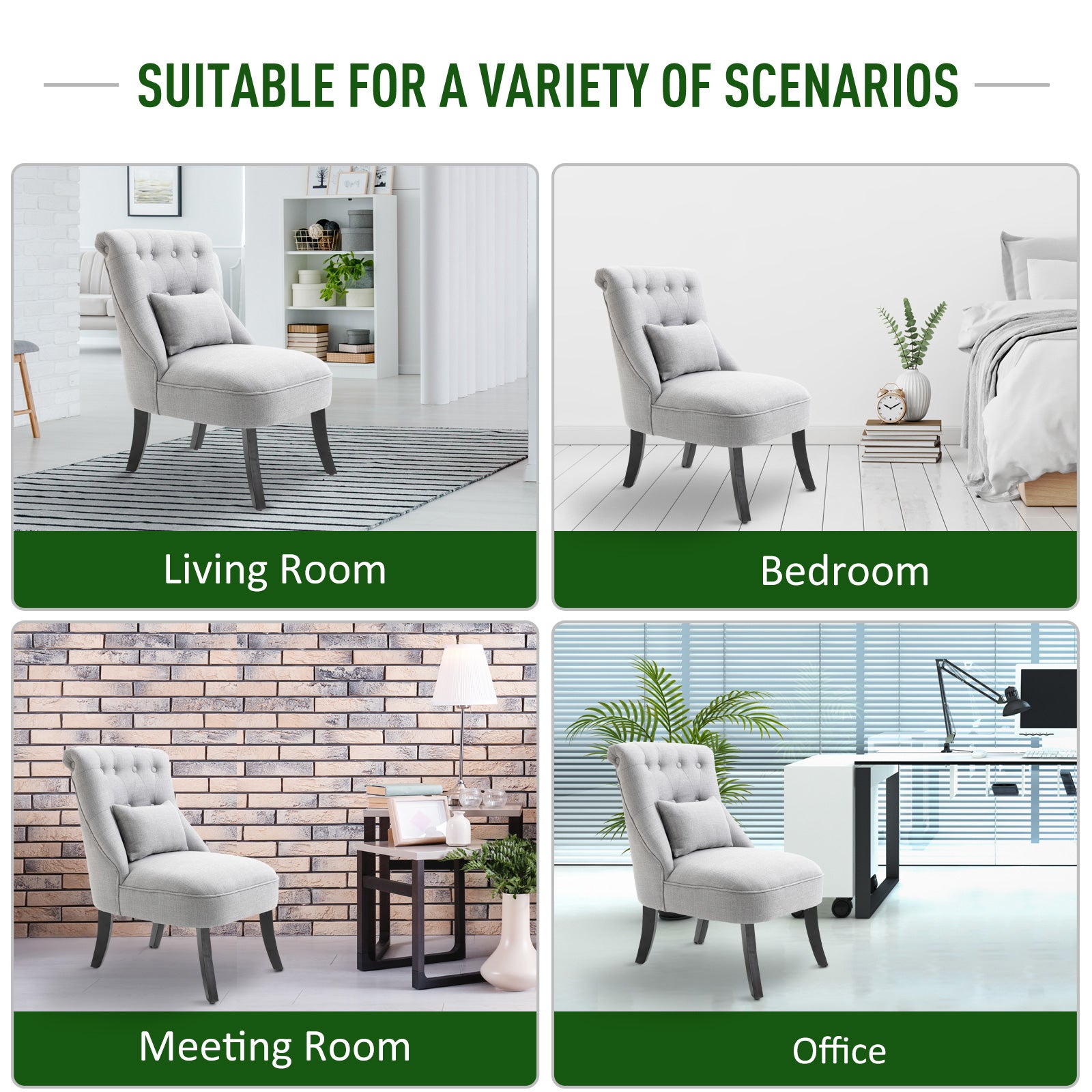 HOMCOM Fabric Single Sofa Dining Chair Tub Chair Upholstered W/ Pillow Solid Wood Leg Home Living Room Furniture Grey - North Peak Garden Furniture