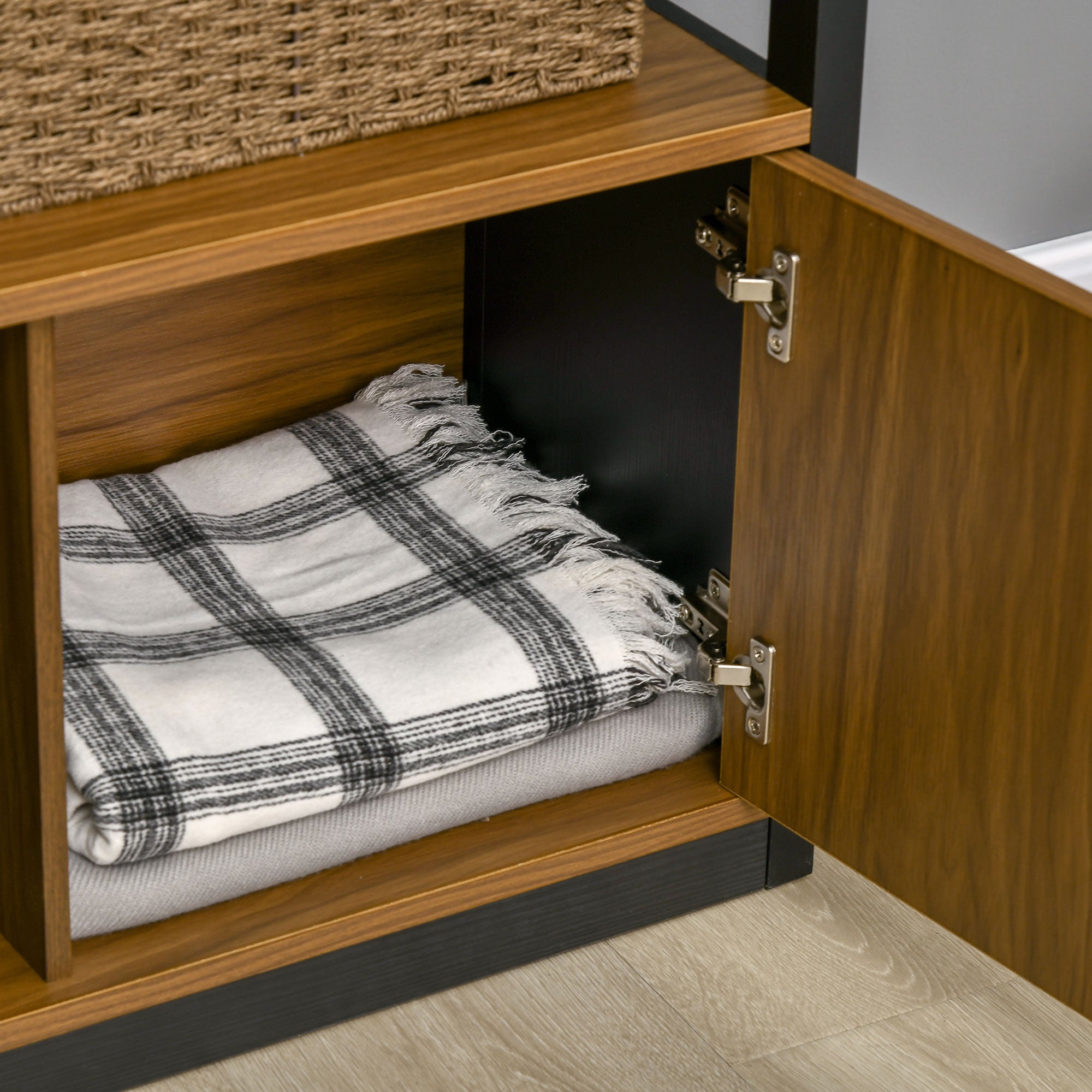 HOMCOM Modern 4-Tier Bookshelf, Freestanding Bookcase with Storage Shelving and Closed Cabinet, for Living Room Home Office Study, Walnut Brown - North Peak Garden Furniture