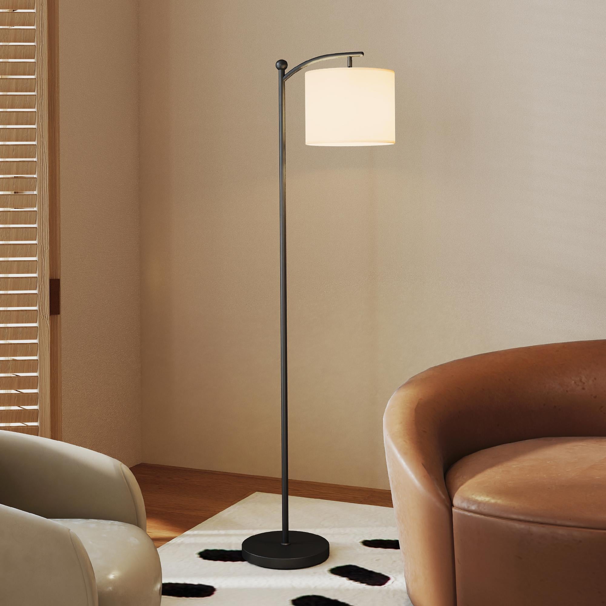 HOMCOM LED Floor Lamp, Stepless Dimmable Reading Standing Lamp with Magnetic Remote Control and 11 Colours Temperature & 11 Brightness Levels, 60 Min Timer for Living Room, Bedroom, Office, Black - North Peak Garden Furniture