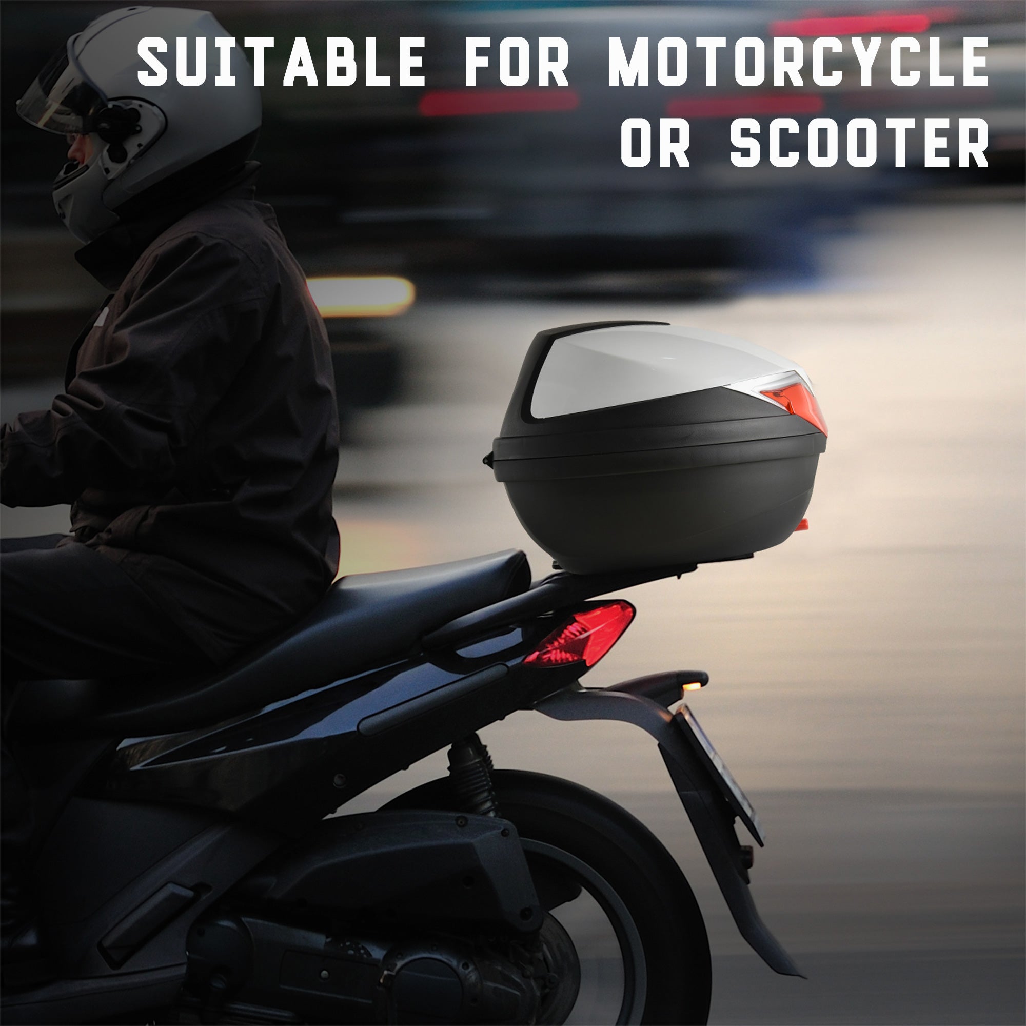 HOMCOM 32L Motorcycle Tail box Helmet Top Case Motorbike Luggage Storage Trunk Carrier Mount Rack - North Peak Garden Furniture