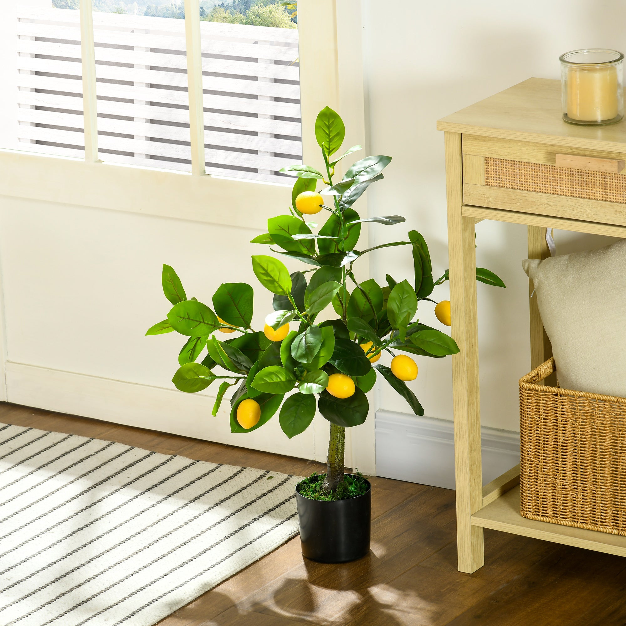 HOMCOM Set of 2 Artificial Plants, Lemon and Orange Tree with Pot, for Home Indoor Decor, 60cm