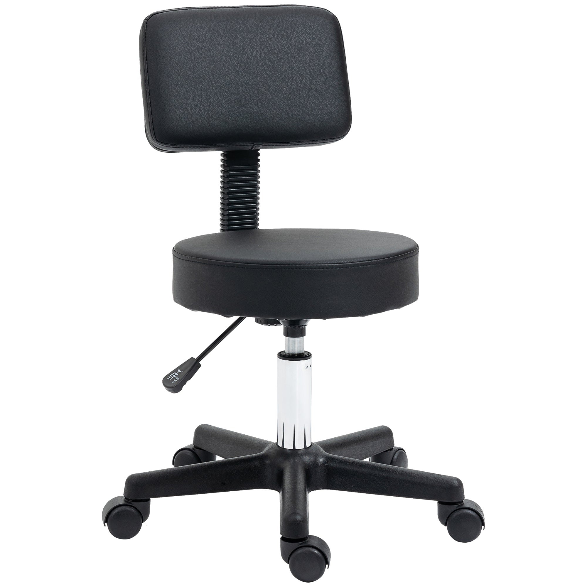 HOMCOM Swivel Salon Chair w/ Padded Seat Back 5 Wheels Adjustable Height Salon Hairdressers Tattoo Spa Rolling Black - North Peak Garden Furniture