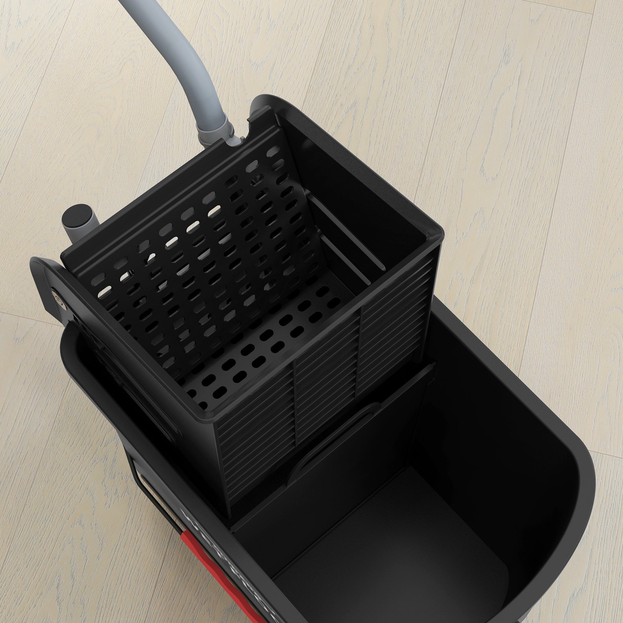 HOMCOM 20L Mop Bucket on Wheels, with Water Separation Panel - Black - North Peak Garden Furniture