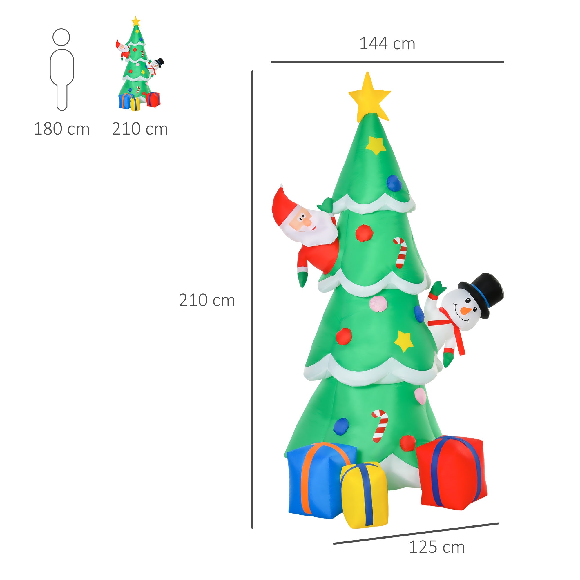 HOMCOM 7FT Christmas Inflatable Tree LED Lighted for Indoor Outdoor Decoration - North Peak Garden Furniture