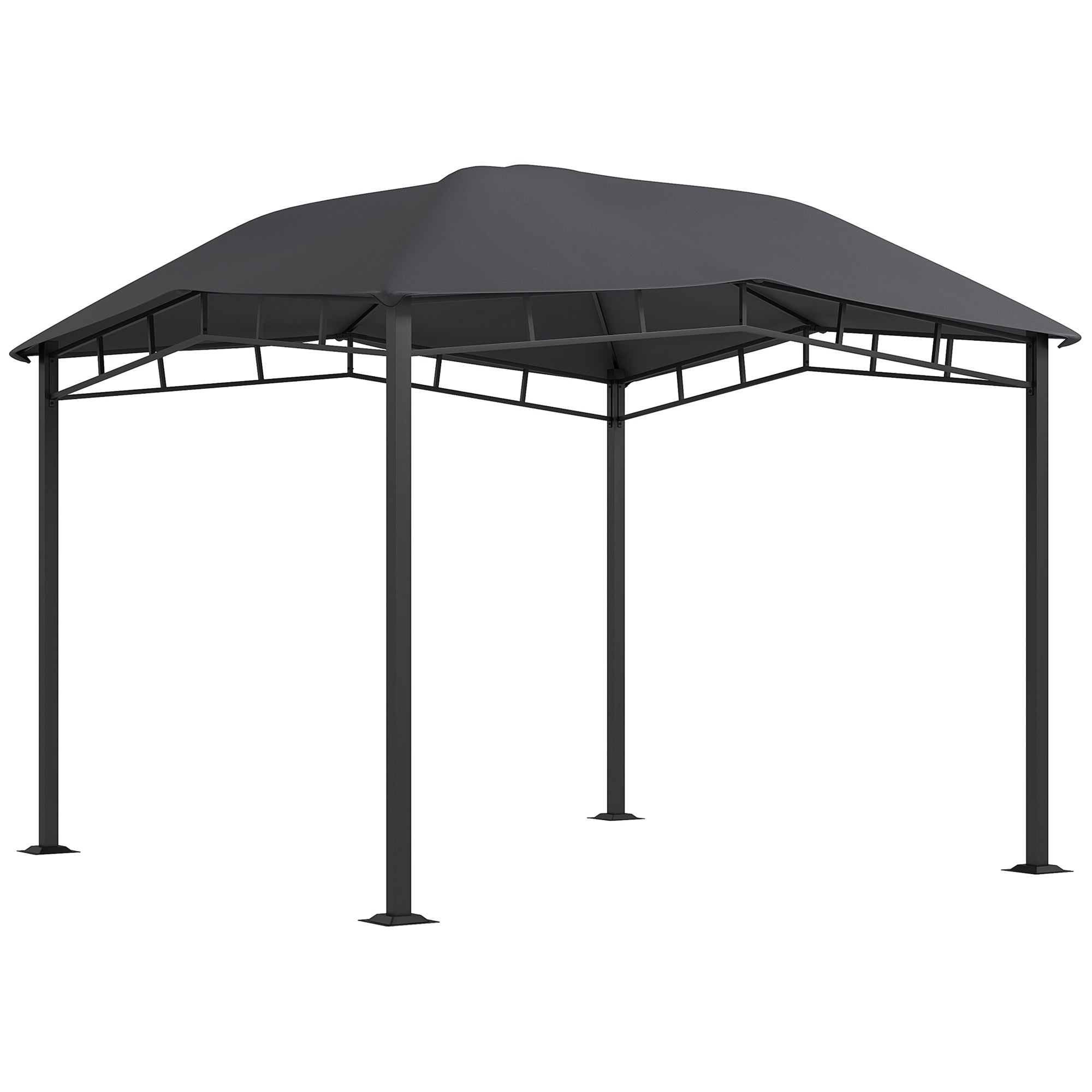 Outsunny 3x3(m) Outdoor Gazebo Garden Gazebo Pavilion Sunshade Canopy Tent with Steel Frame, Grey - North Peak Garden Furniture