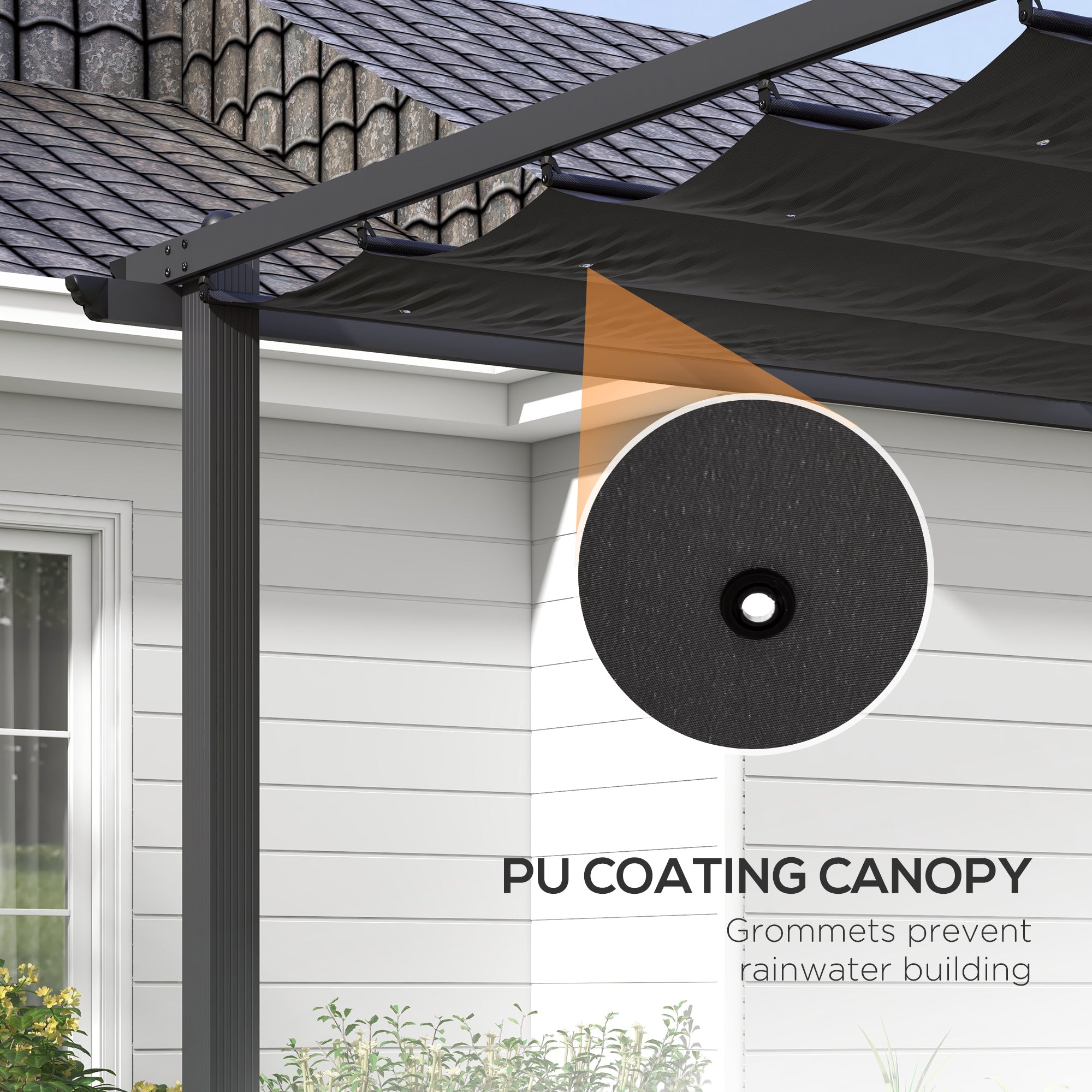 Outsunny 3 x 4m Aluminium Pergola, with Retractable Roof - Dark Grey - North Peak Garden Furniture