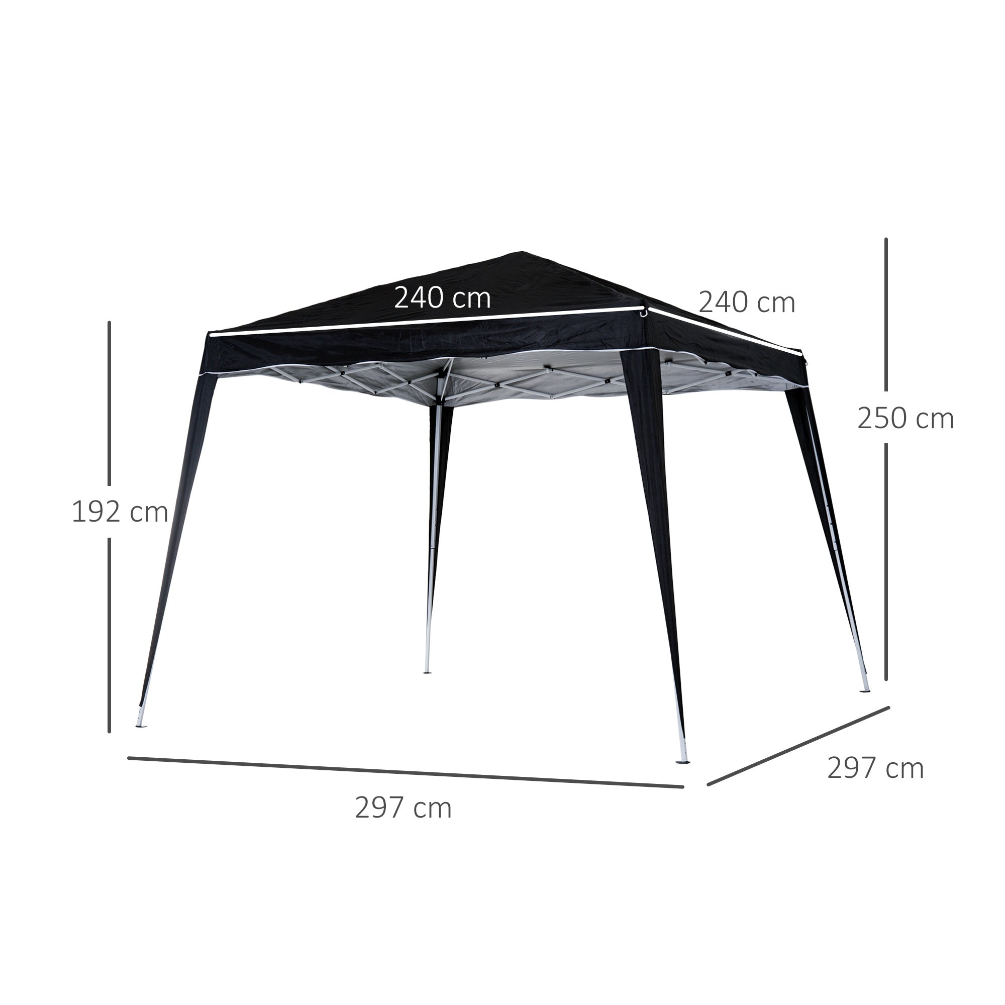 Outsunny Slant Leg Pop Up Gazebo with Carry Bag, Height Adjustable Party Tent Instant Event Shelter for Garden, Patio, 3 M × 3 M Base/ 2.5 M × 2.5 M Top, Black