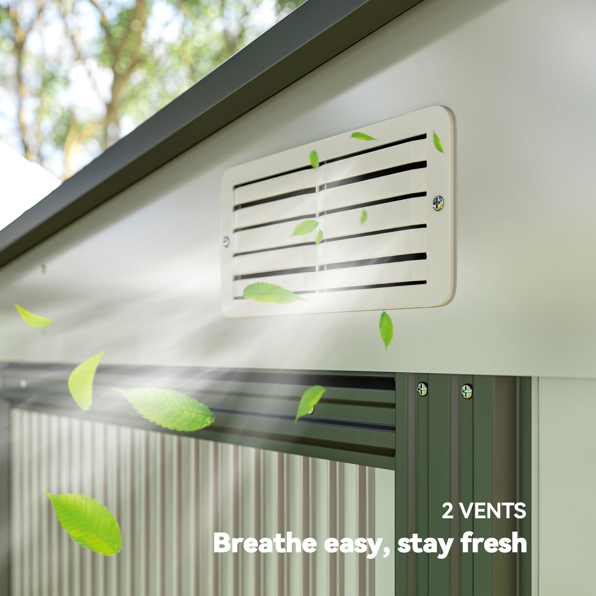 Outsunny 7 x 5ft Galvanised Metal Shed, with Sliding Door, White