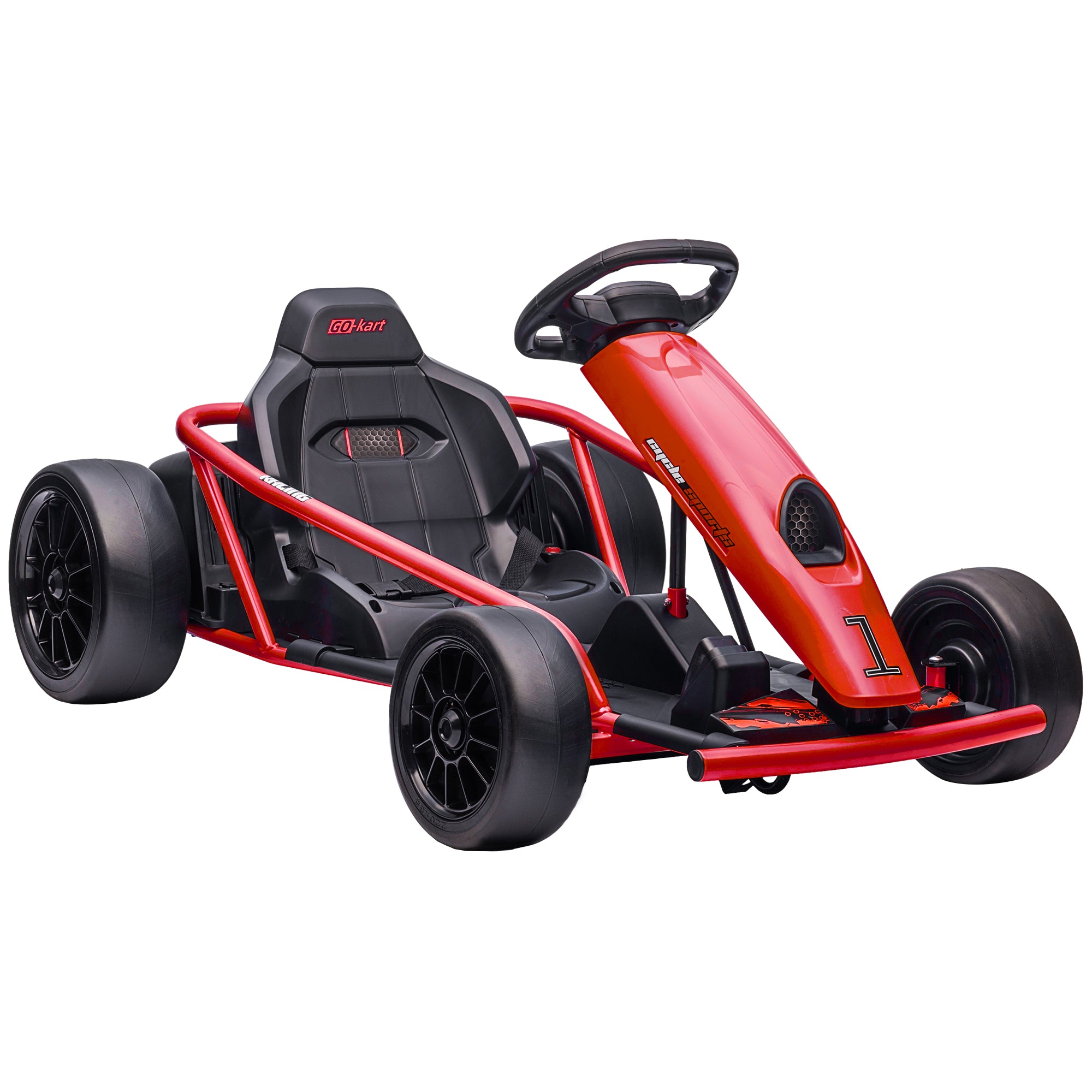 HOMCOM 24V Electric Go Kart for Kids, Drift Ride-On Racing Go Kart with 2 Speeds, for Boys Girls Aged 8-12 Years Old, Red - North Peak Garden Furniture