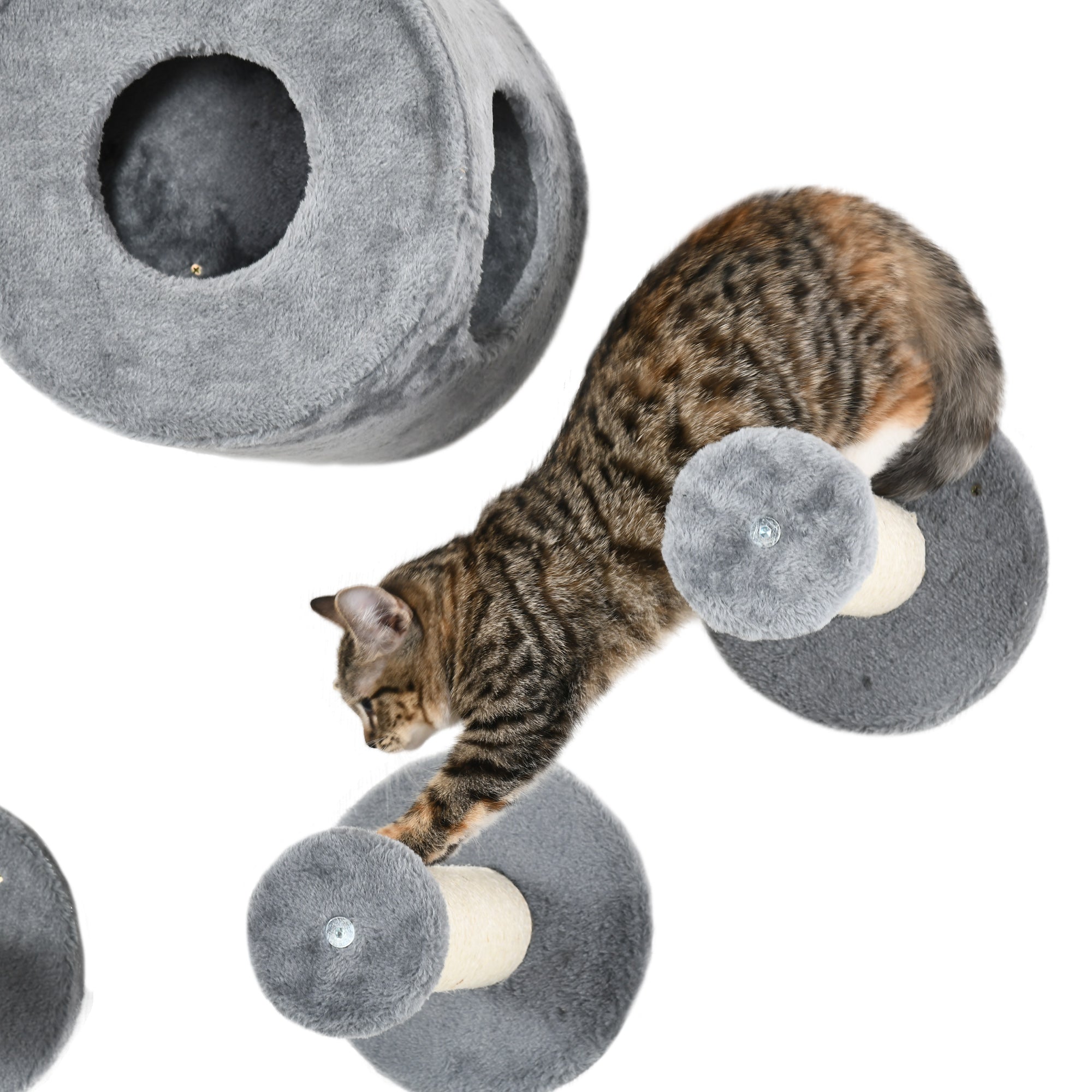 PawHut 5PCs Cat Wall Furniture with Perch, Cat House, Scratching Post - North Peak Garden Furniture