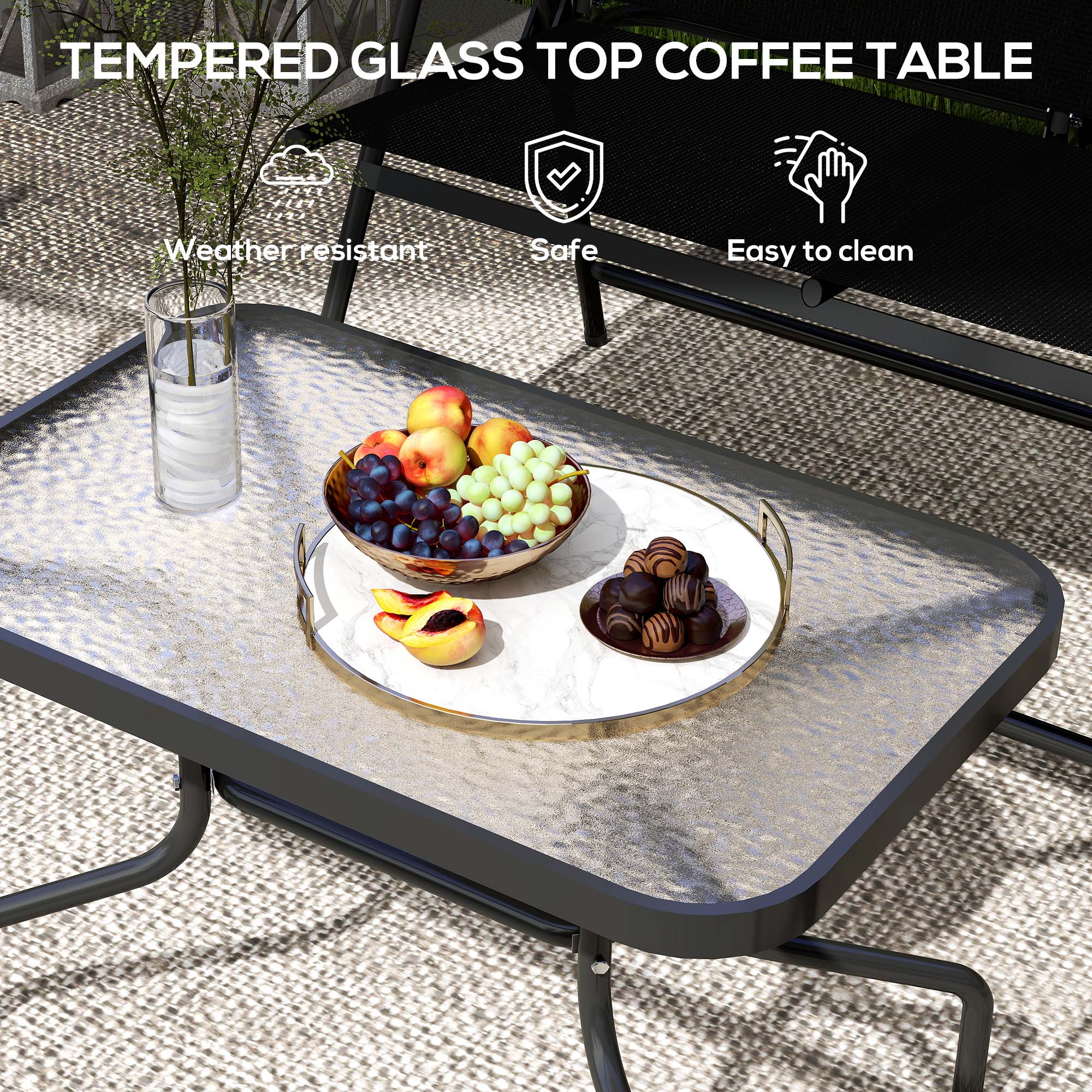 Outsunny 4 Pieces Patio Furniture Set - Black - North Peak Garden Furniture
