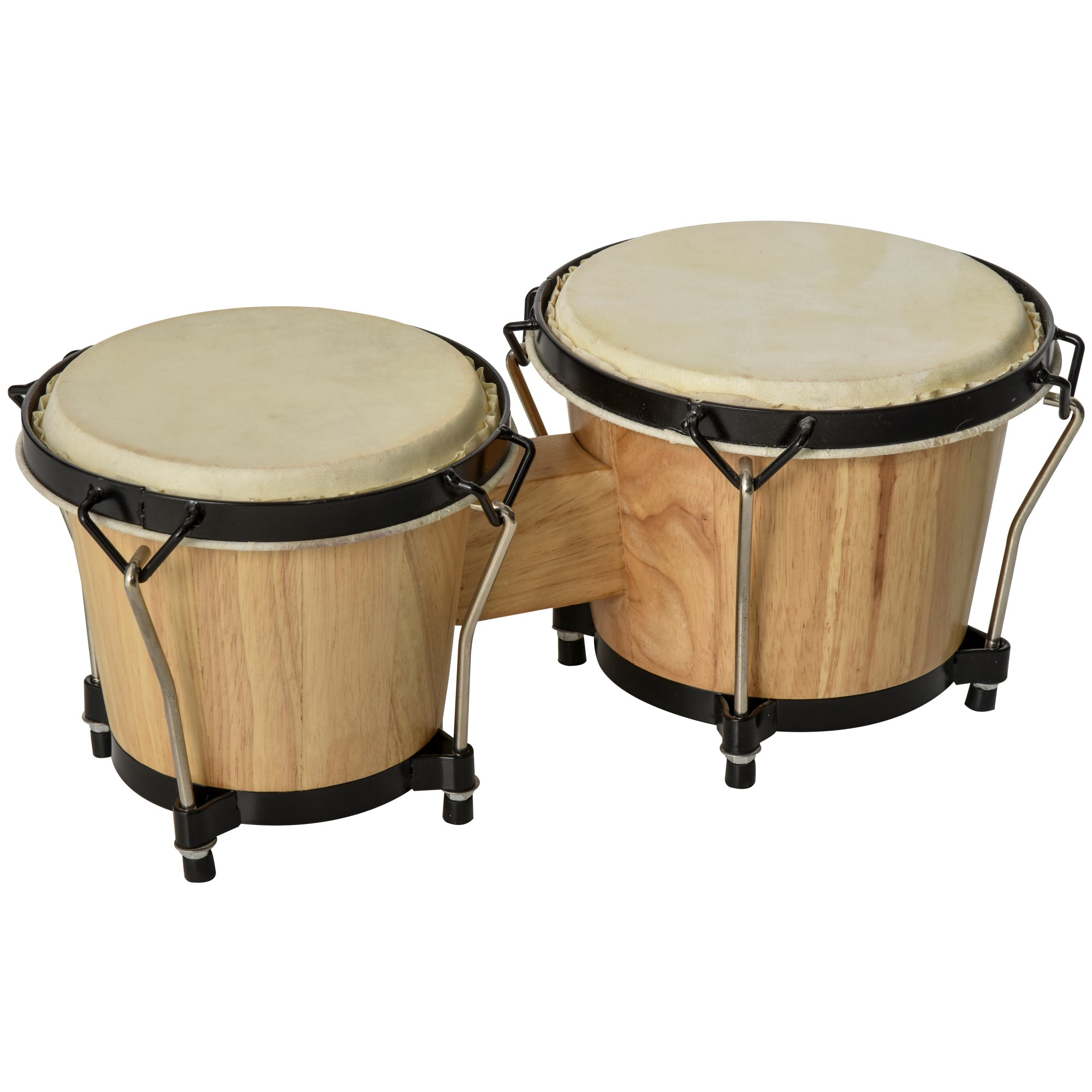 HOMCOM Wooden Bongo Drum Set Φ7.75" & Φ7" w/ Drum Head, Percussion Instrument, Drums, Tuning Wrench For Adults Beginners