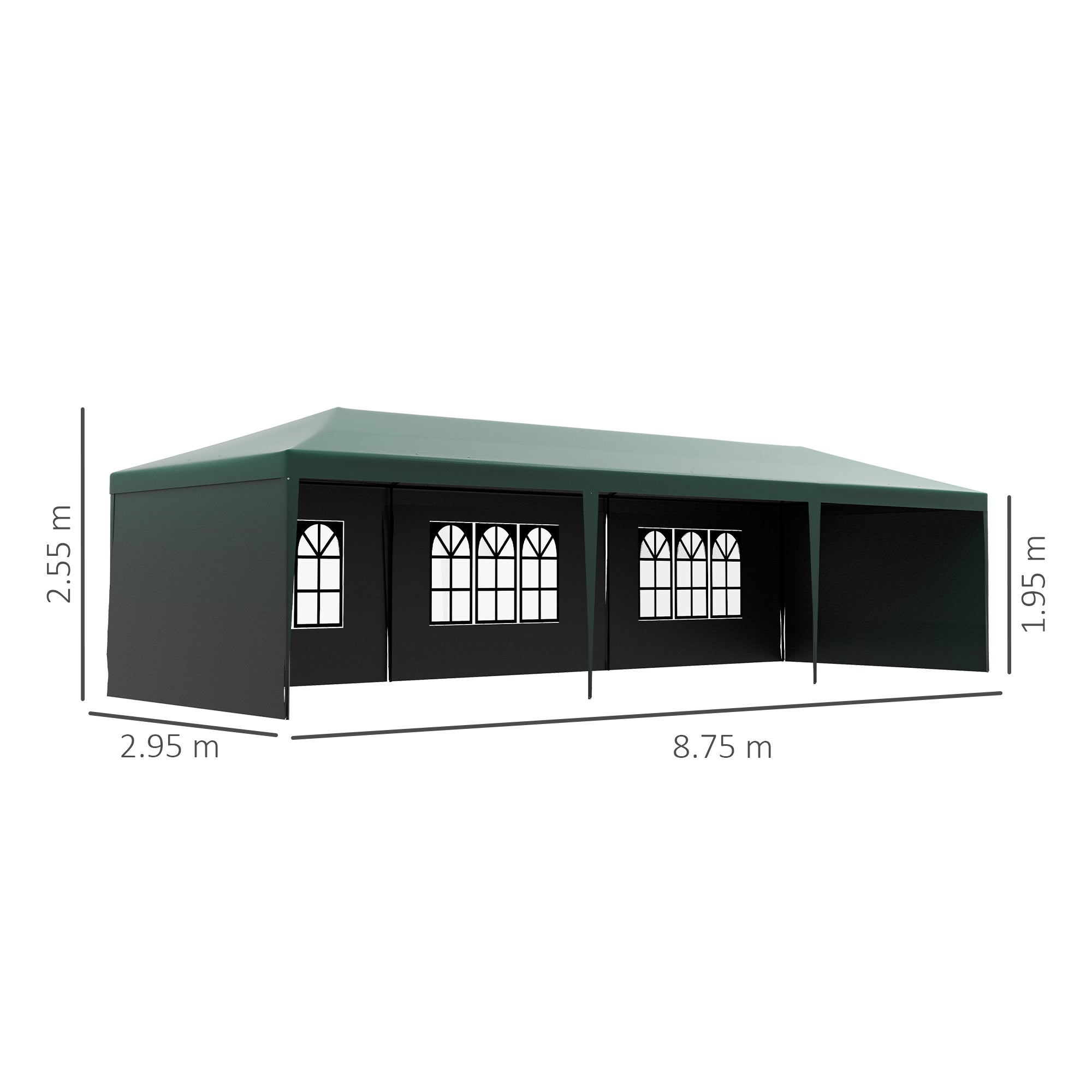 Outsunny Garden Gazebo Marquee Party Wedding Tent Canopy (9m x 3m) - Green - North Peak Garden Furniture