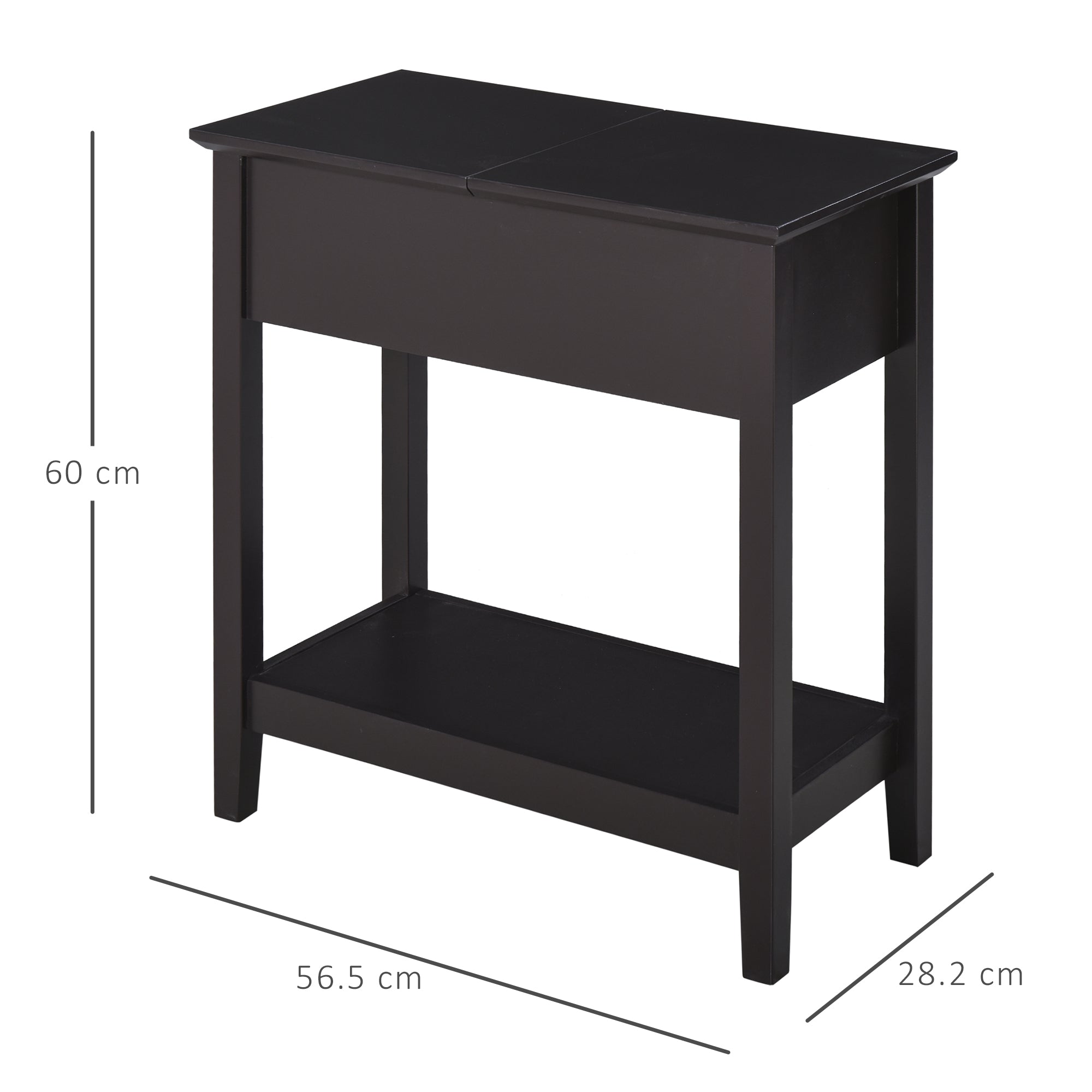 HOMCOM End Table, Narrow Side Table with Flip Top , Shelf, Dark Coffee