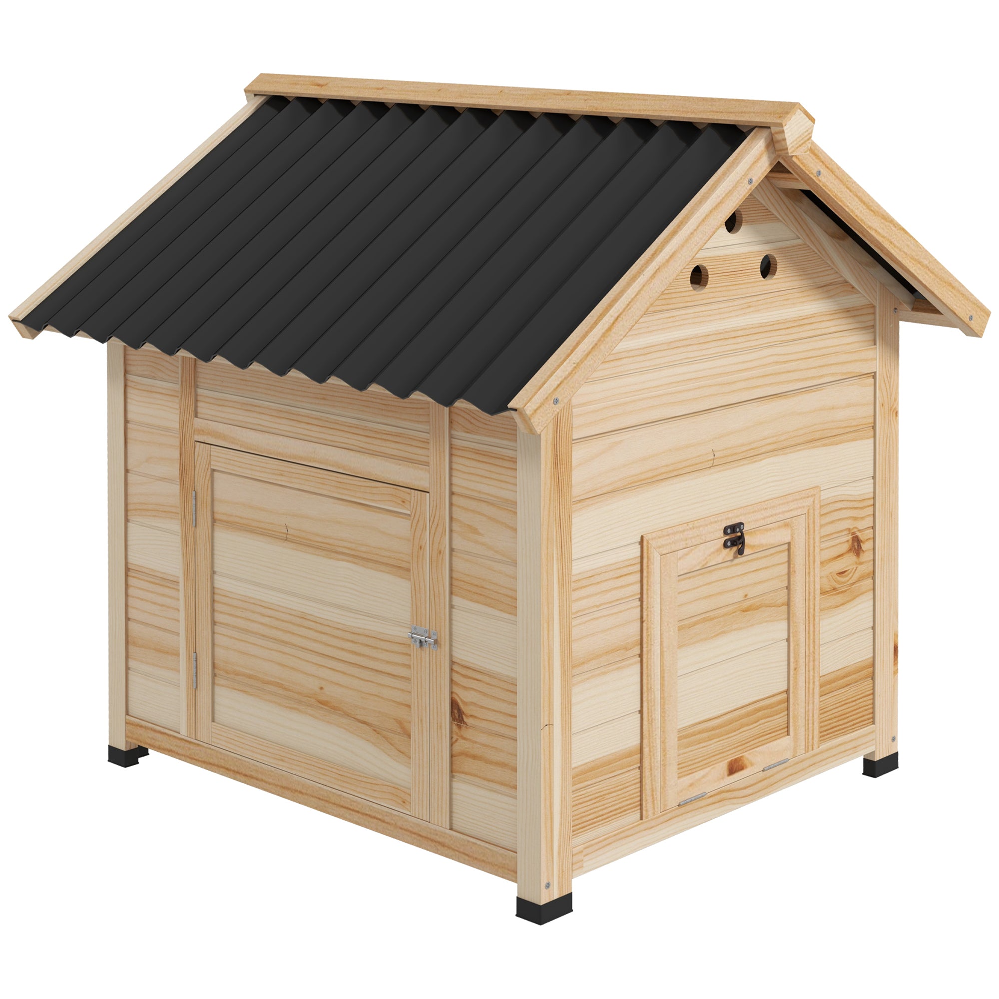 PawHut Wooden Duck House with Double Doors, Openable Roof, Ventilation Holes, Removable Base, Natural Wood Finish - North Peak Garden Furniture