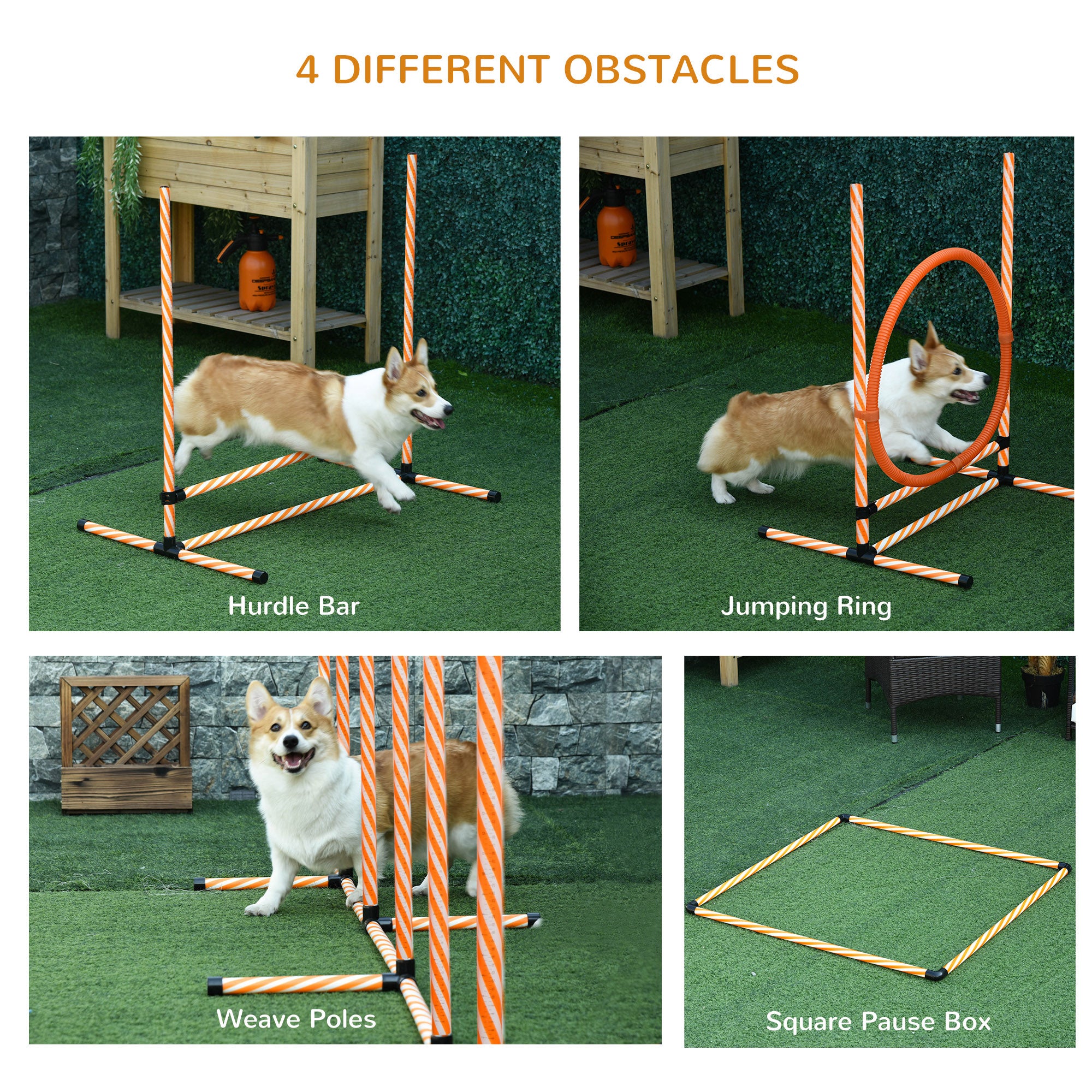 PawHut Dog Agility Training Set, Weave Poles Slalom Obstacle Course Equipment, Outdoor Indoor Use with Oxford Carry Bag | Aosom UK