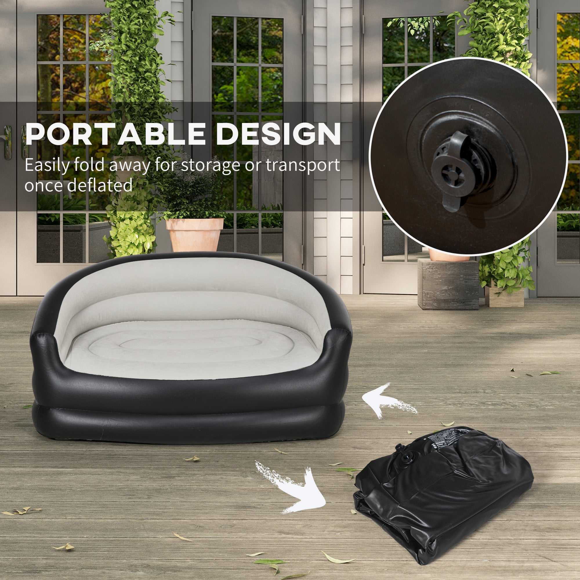 Outsunny Double Inflatable Seat - Grey/Black - North Peak Garden Furniture