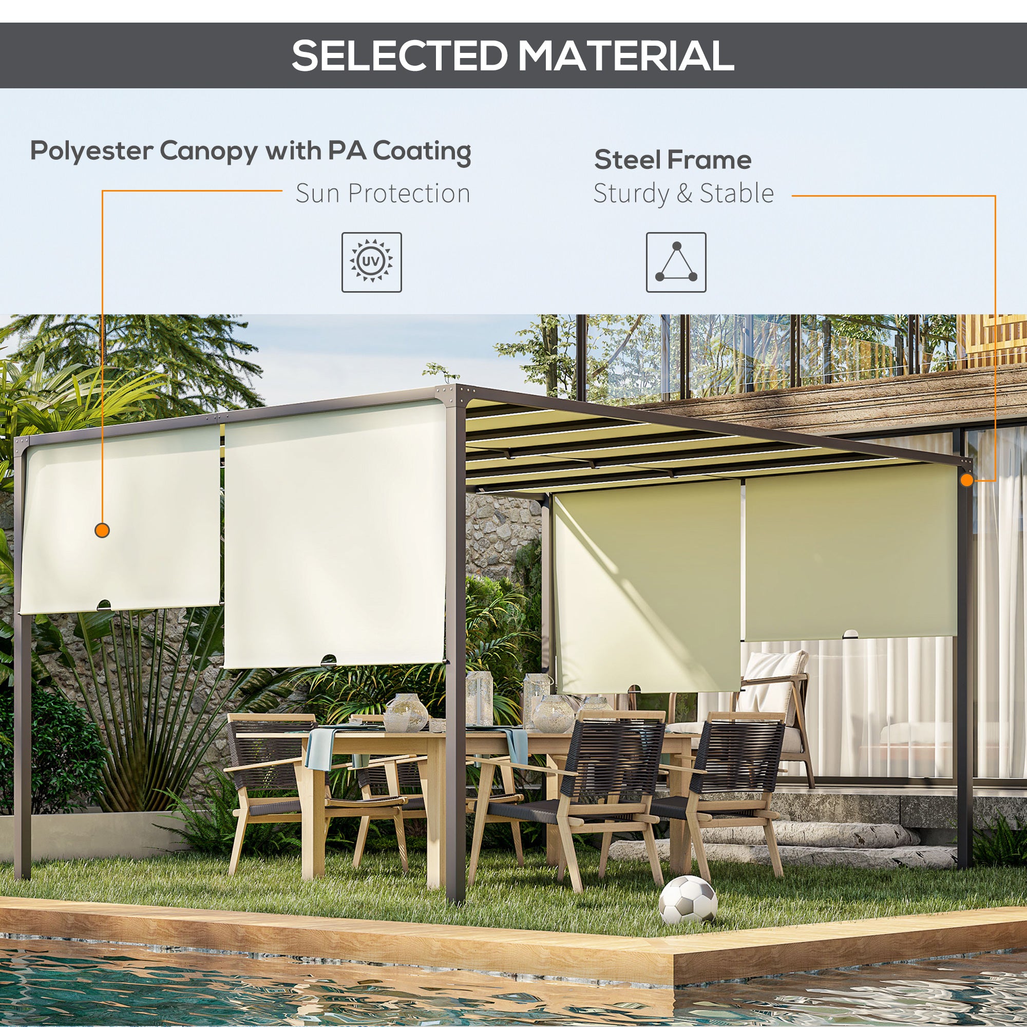 Outsunny 3 x 4m Outdoor Garden Pergola - Cream White - North Peak Garden Furniture