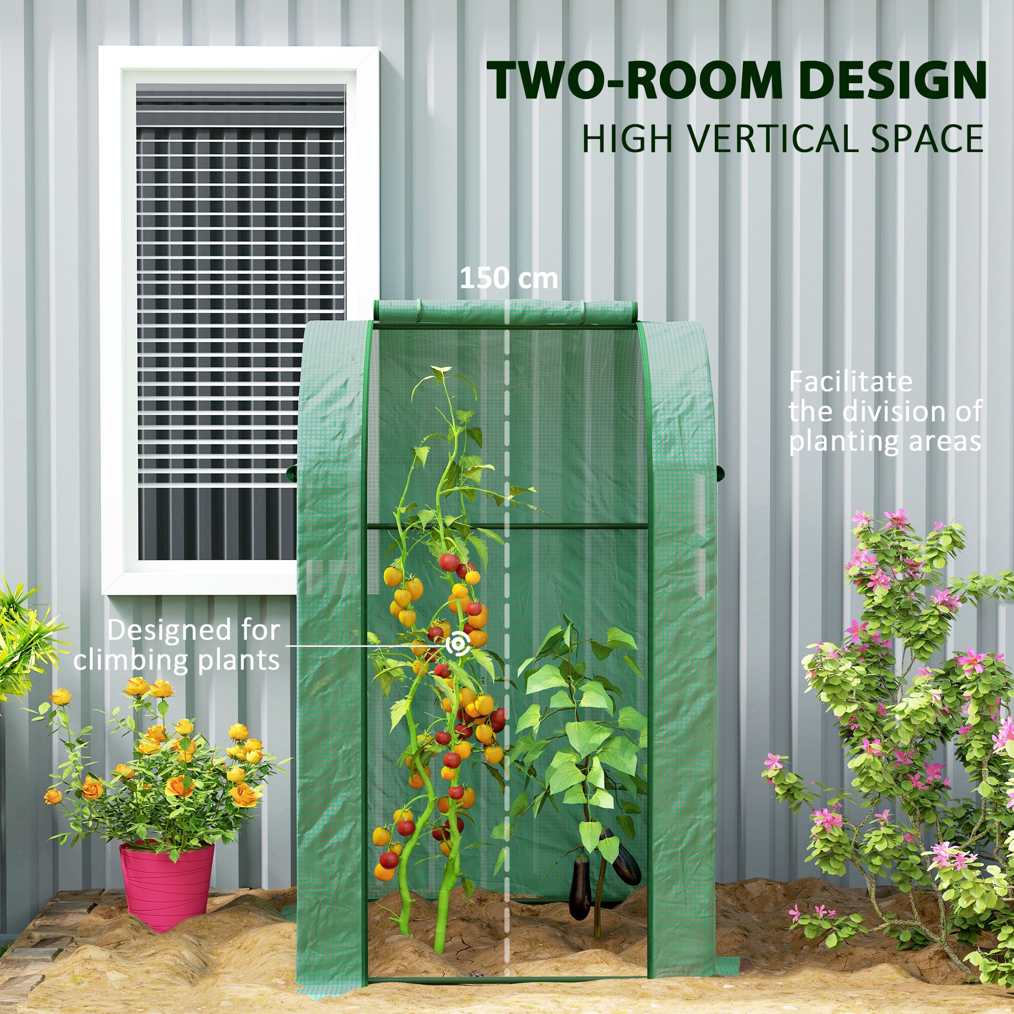 Outsunny 94 x 94cm Mini Portable Greenhouse - Green