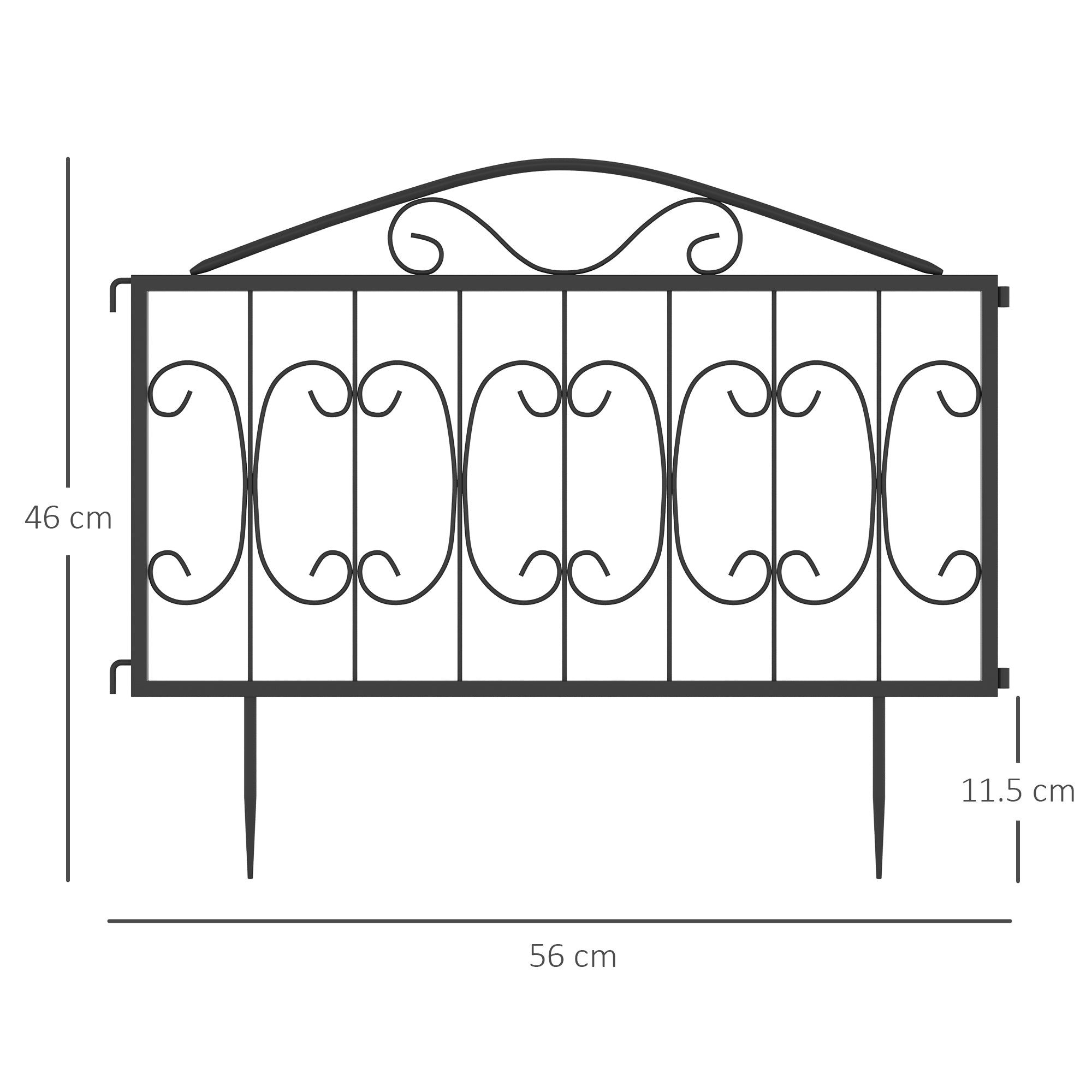 Outsunny Decorative Garden Fencing, 4PCs Outdoor Picket Fence Panels, Rustproof Metal Wire Landscape Flower Bed Border Edging Animal Barrier, Black - North Peak Garden Furniture