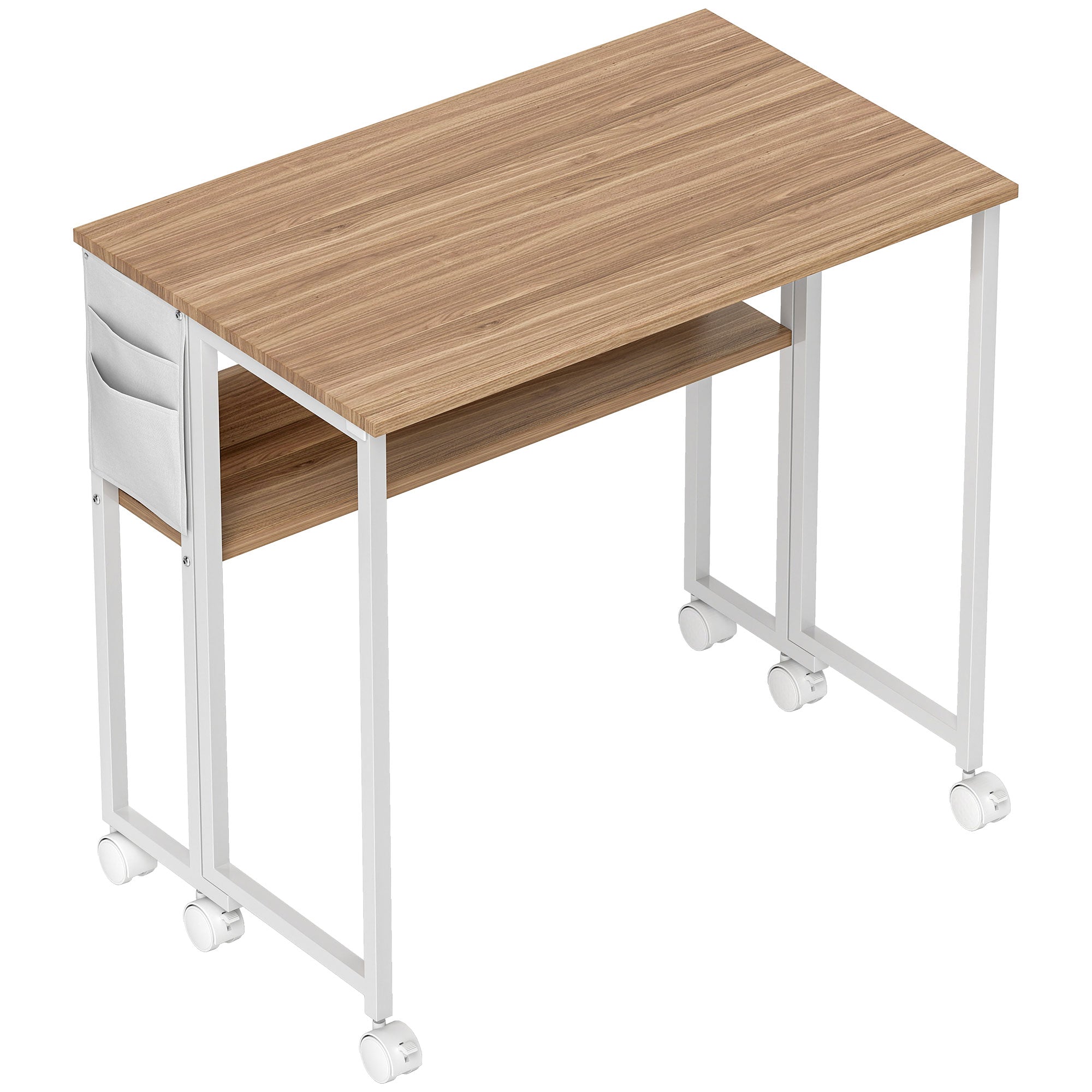 HOMCOM 80 cm Drop Leaf Writing Work Desk - Natural Wood Finish - North Peak Garden Furniture