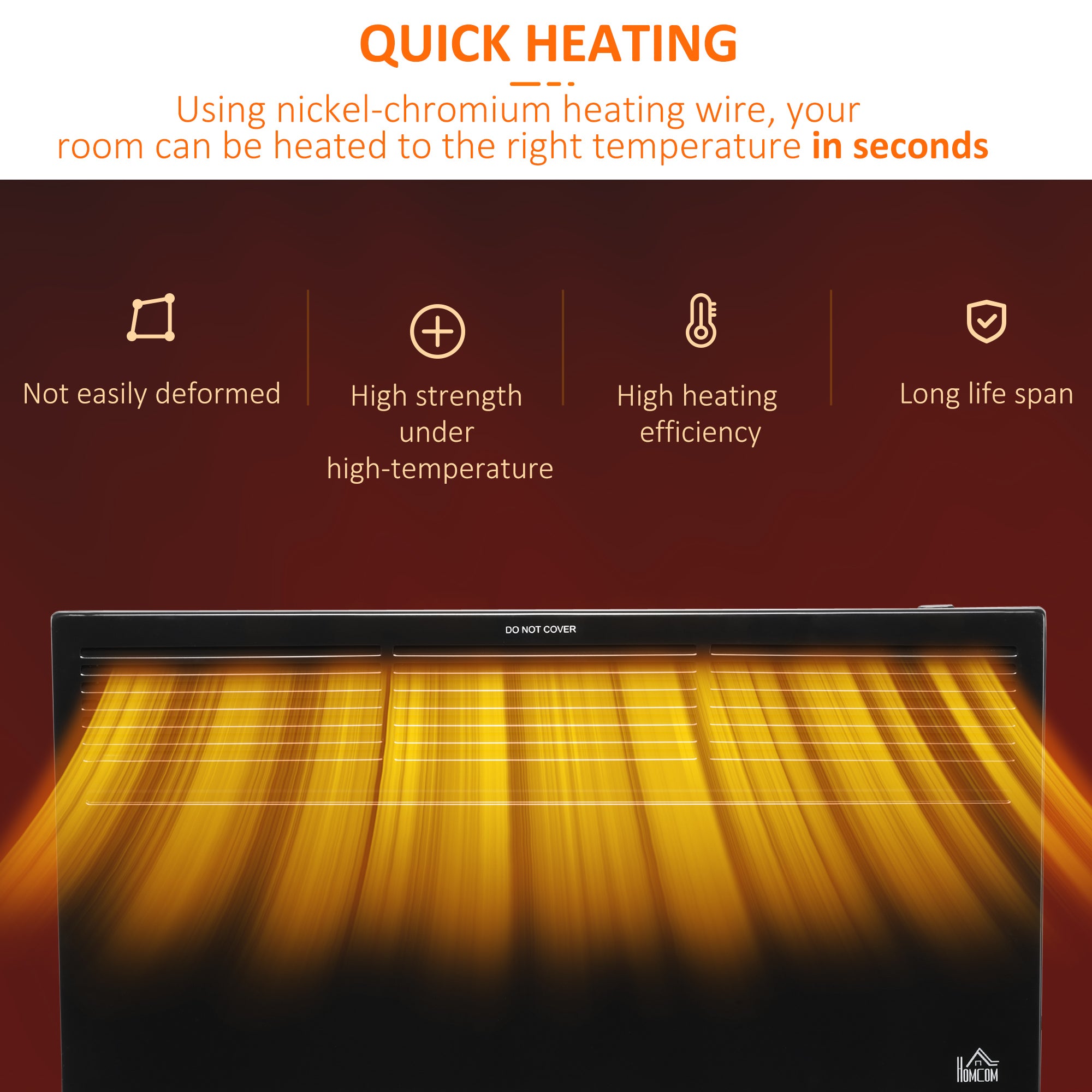 HOMCOM Convector Radiator Heater Freestanding or Wall-mounted Portable Electric Heating with 2 Heat Settings, Adjustable Thermostat and Safety Cut-Off, Black - North Peak Garden Furniture