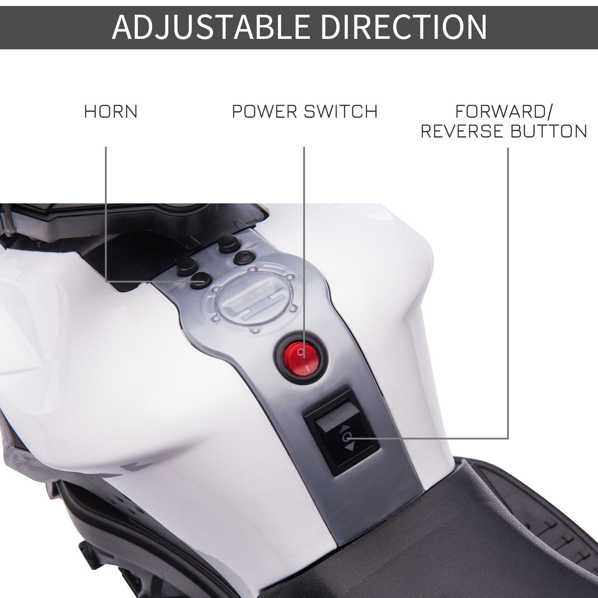 HOMCOM Kids Electric Motorbike 6V Ride on Motorcycle Vehicle w/ Lights Horn Sounds for 1.5-4 Years Old White - North Peak Garden Furniture