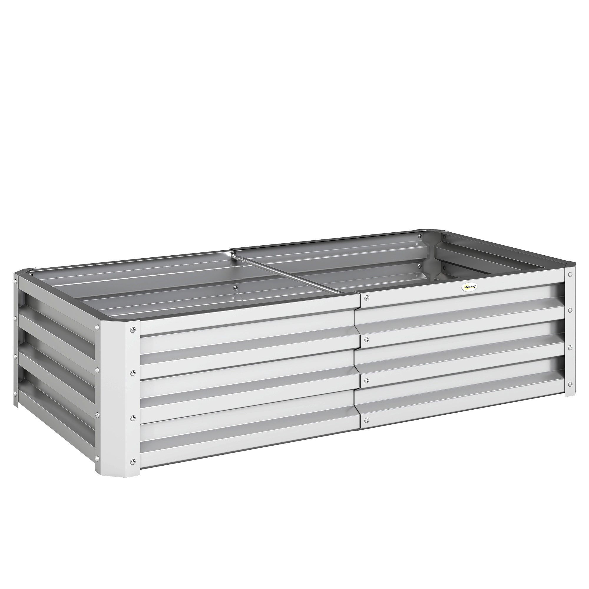Outsunny Raised Beds for Garden, Galvanized Outdoor Planters, for Herbs and Vegetables, Use for Patio, Backyard, Balcony, Silver