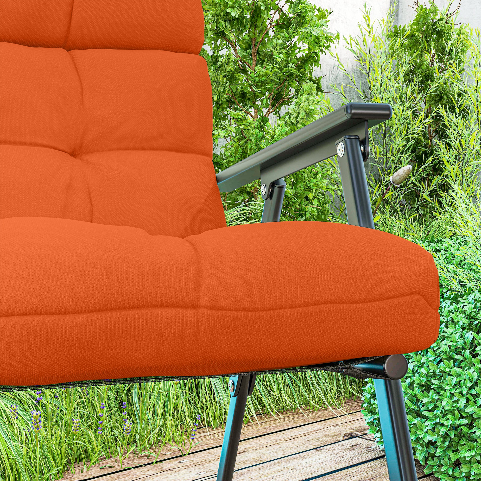 Outsunny Set of Two Padded Outdoor Seat Cushions - Orange - North Peak Garden Furniture