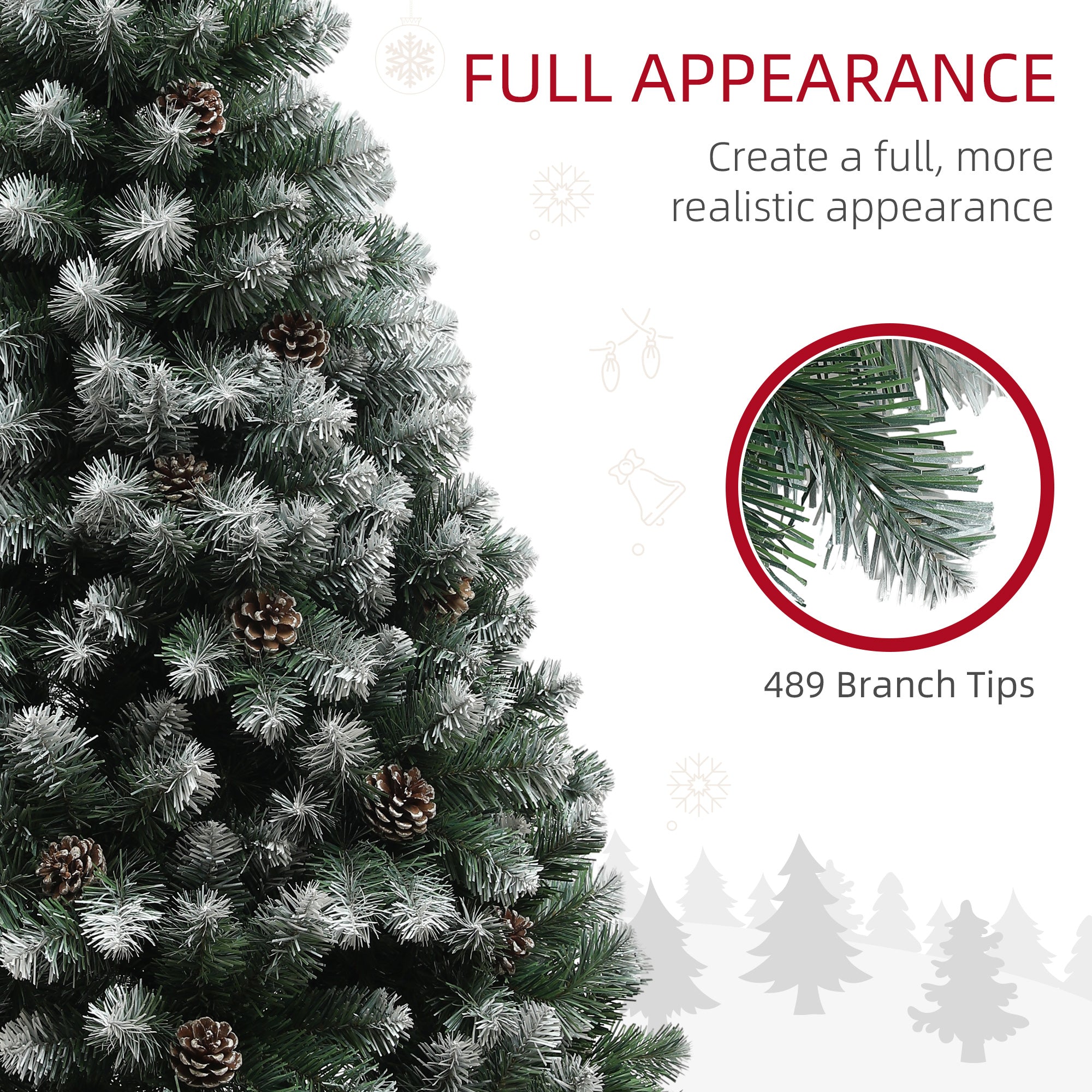 HOMCOM 5ft Snow-Dipped Artificial Pine Christmas Tree - North Peak Garden Furniture