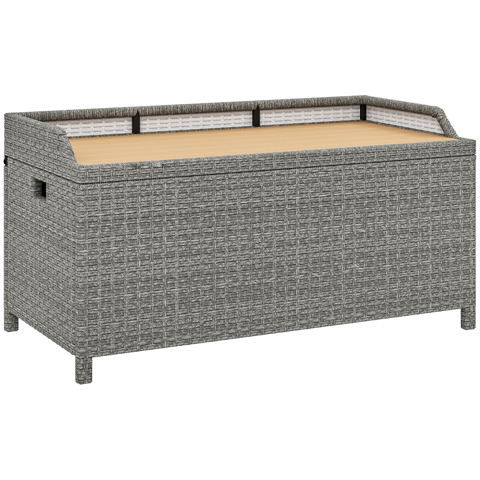 Outsunny 130 L Rattan Garden Storage Box, with Seat - Grey - North Peak Garden Furniture