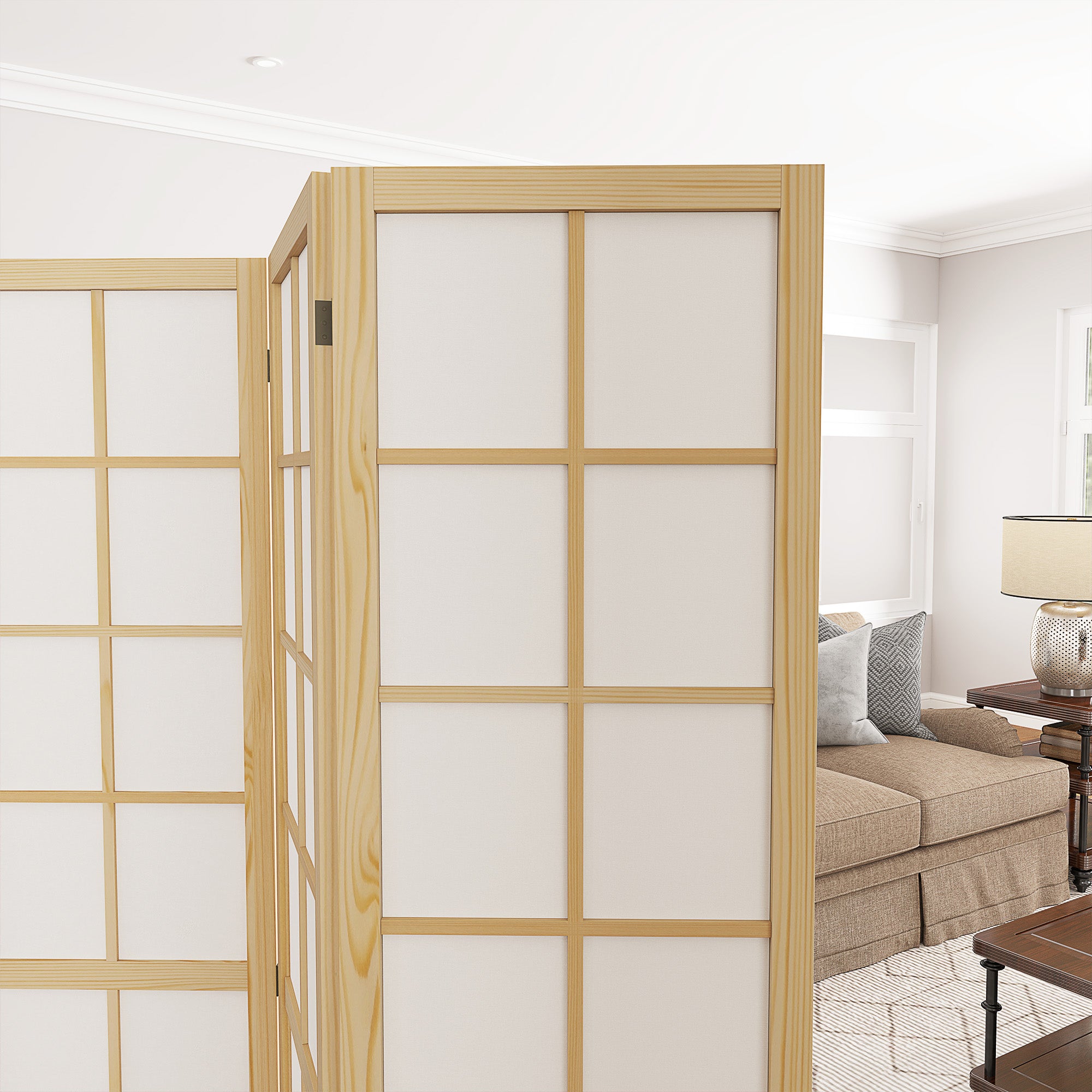 HOMCOM 4 Panel Folding Room Divider, Freestanding Room Separator, Indoor Privacy Screen for Living Room, Bedroom, 160 x 170cm - North Peak Garden Furniture
