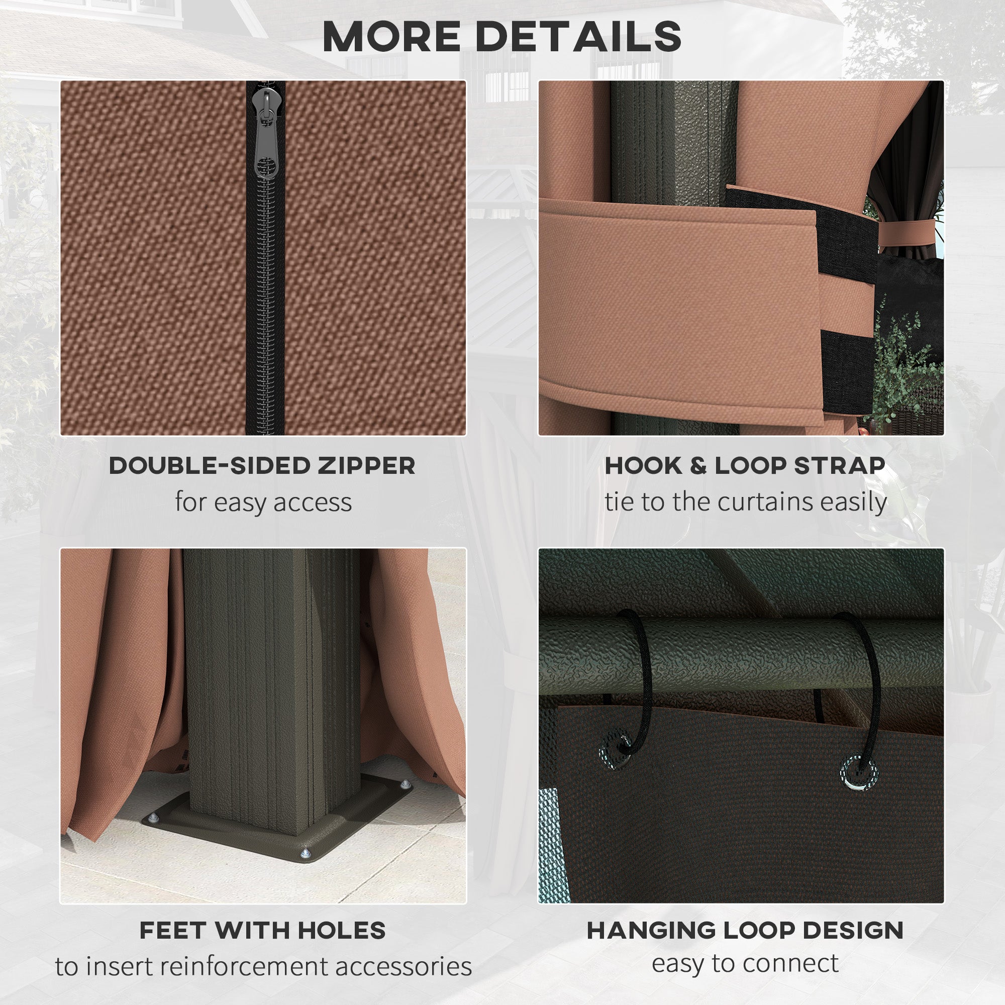 Outsunny 3 x 3.7m Outdoor Hardtop Gazebo Canopy Aluminium Frame with 2-Tier Roof & Mesh Netting Sidewalls for Patio, Dark Brown - North Peak Garden Furniture