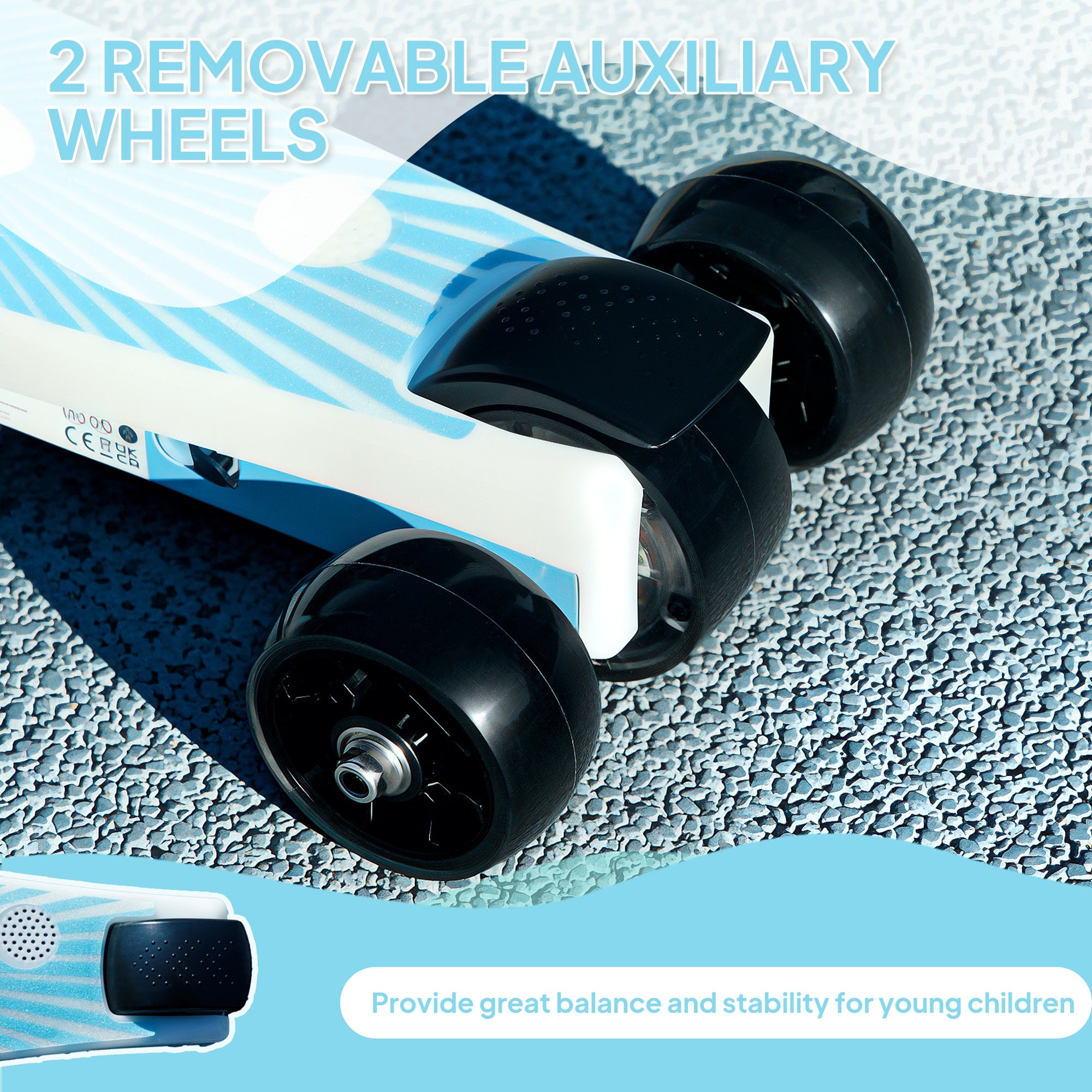 AIYAPLAY Electric Scooter for Kids Ages 4-7, with Auxiliary Rear Wheels, Flashing LED Light and Electric Brake, Kids Electric Scooter for Boys Girls, 6 KM/H & 8 KM, Blue - North Peak Garden Furniture