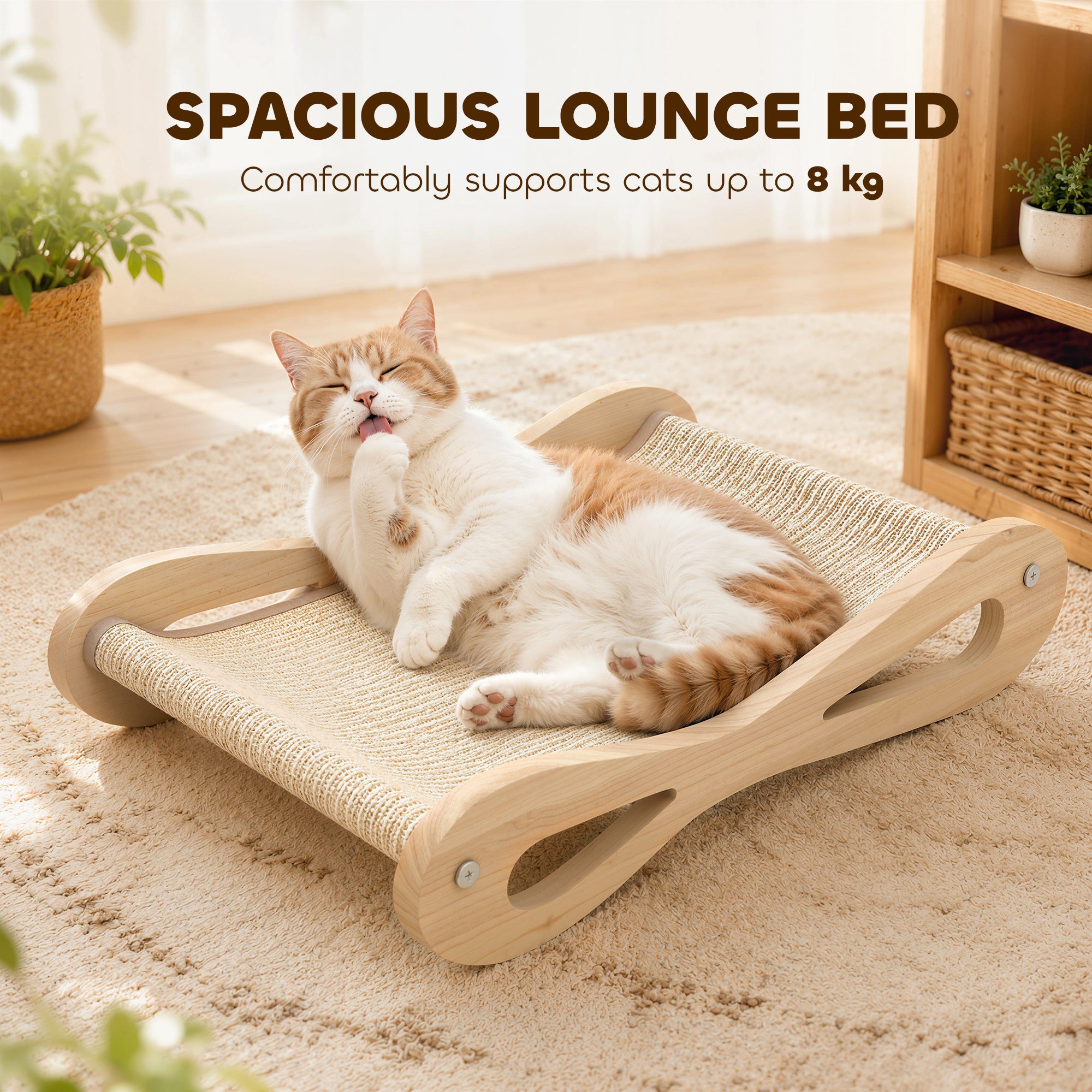 PawHut 2 in 1 Sisal Cat Scratcher Bed Cat Scratching Board and Lounger 60 x 35 x 13 cm Cream White